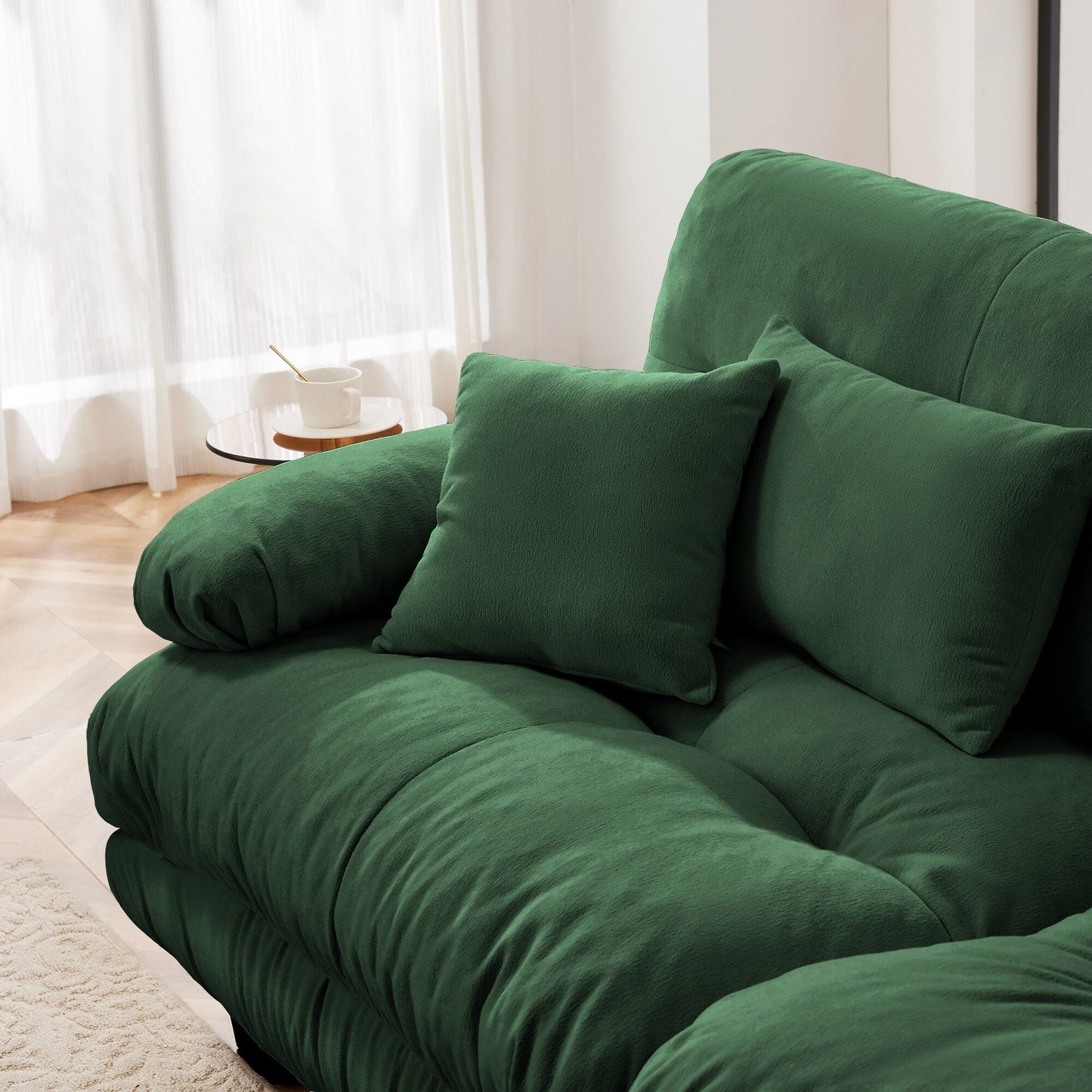 Canapé modulaire 2 places Cloud en chenille avec pouf convertible et coussins lombaires pour le salon