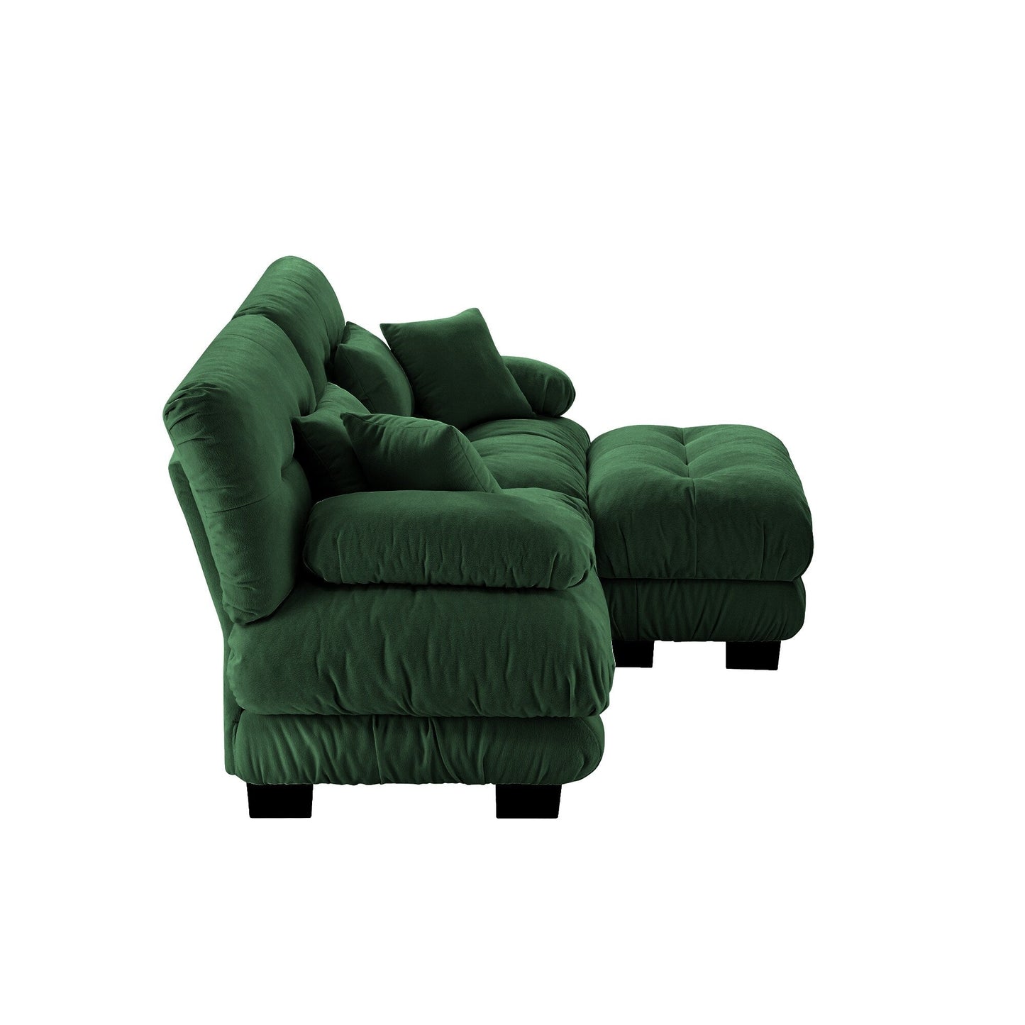 Canapé modulaire 2 places Cloud en chenille avec pouf convertible et coussins lombaires pour le salon