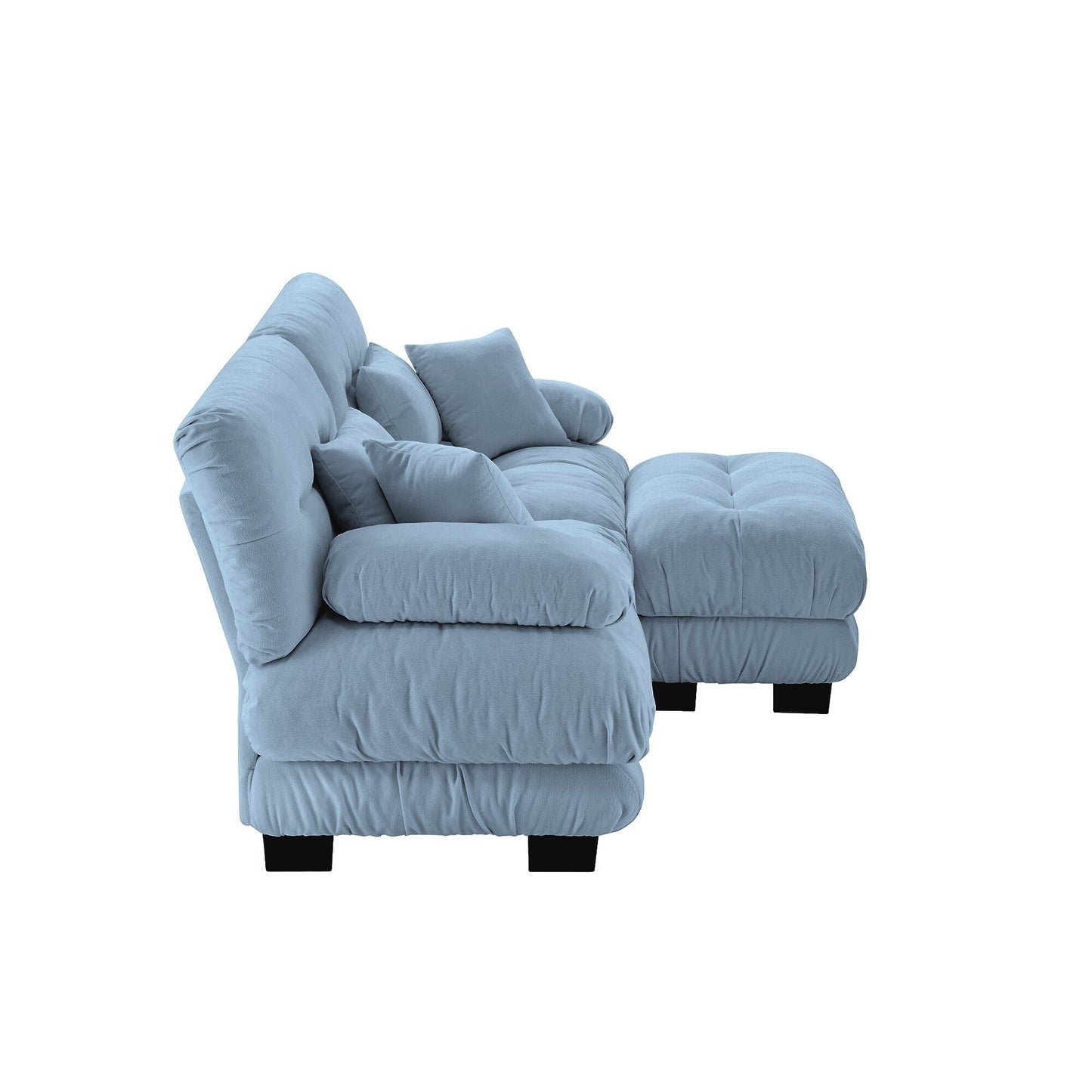 Canapé modulaire 2 places Cloud en chenille avec pouf convertible et coussins lombaires pour le salon