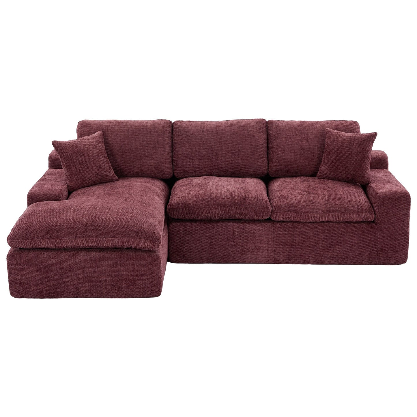 Canapé modulaire Cloud en chenille avec coussins double épaisseur, rangement latéral et oreillers assortis pour le salon
