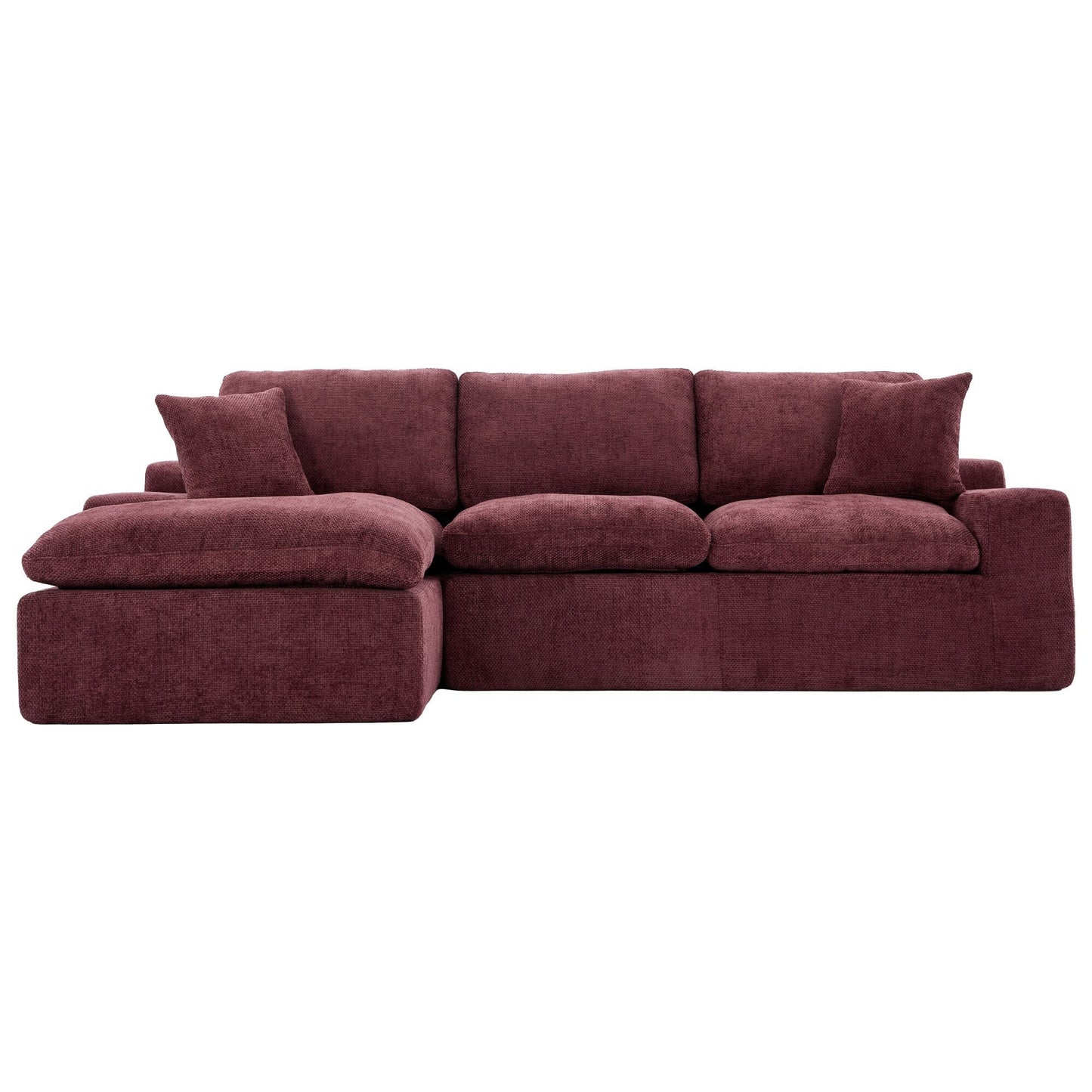 Canapé modulaire Cloud en chenille avec coussins double épaisseur, rangement latéral et oreillers assortis pour le salon