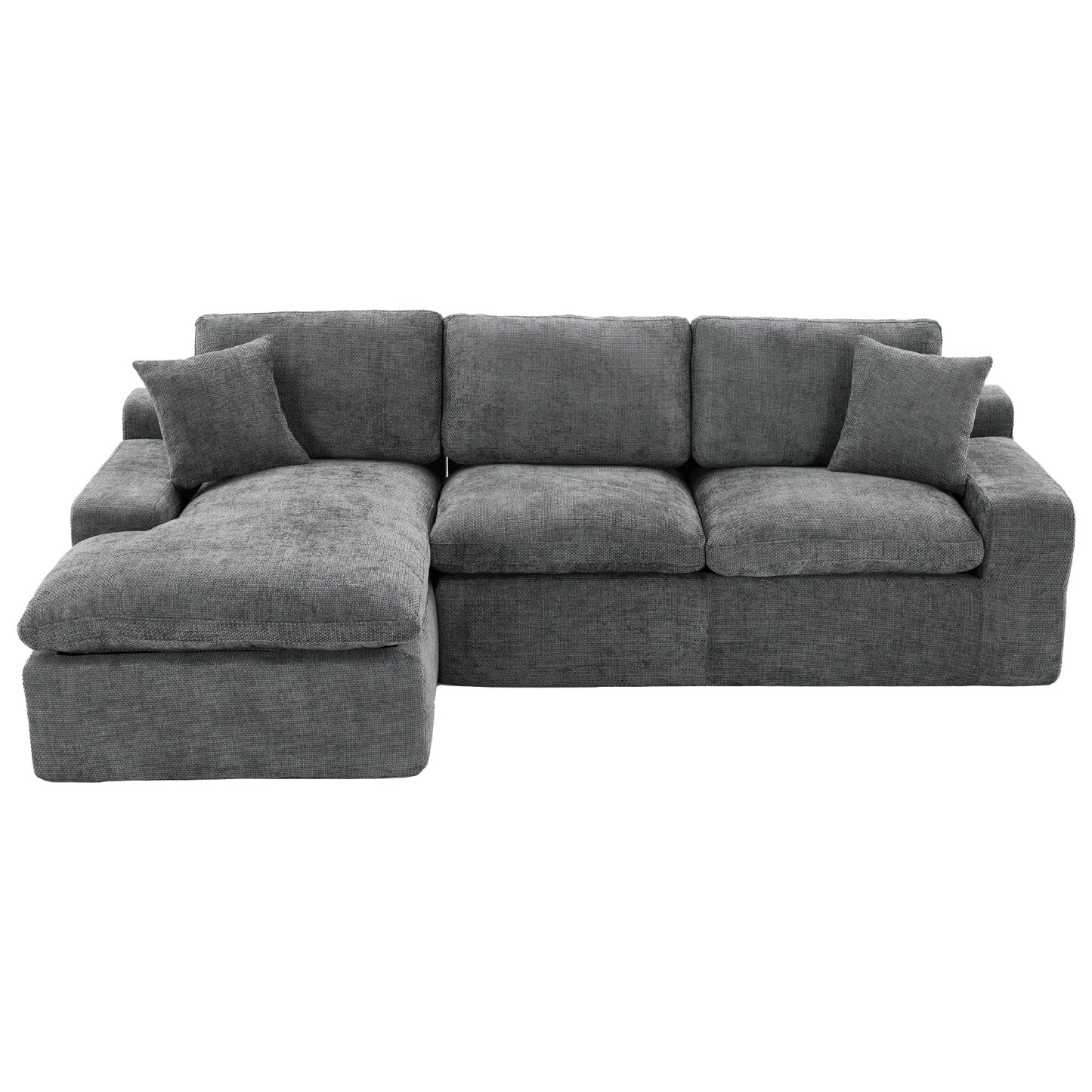 Canapé modulaire Cloud en chenille avec coussins double épaisseur, rangement latéral et oreillers assortis pour le salon
