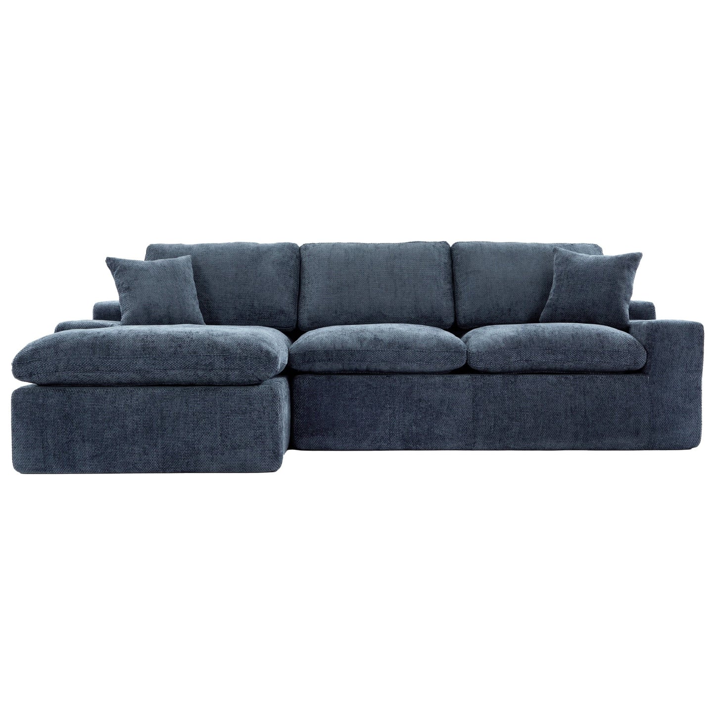 Canapé modulaire Cloud en chenille avec coussins double épaisseur, rangement latéral et oreillers assortis pour le salon
