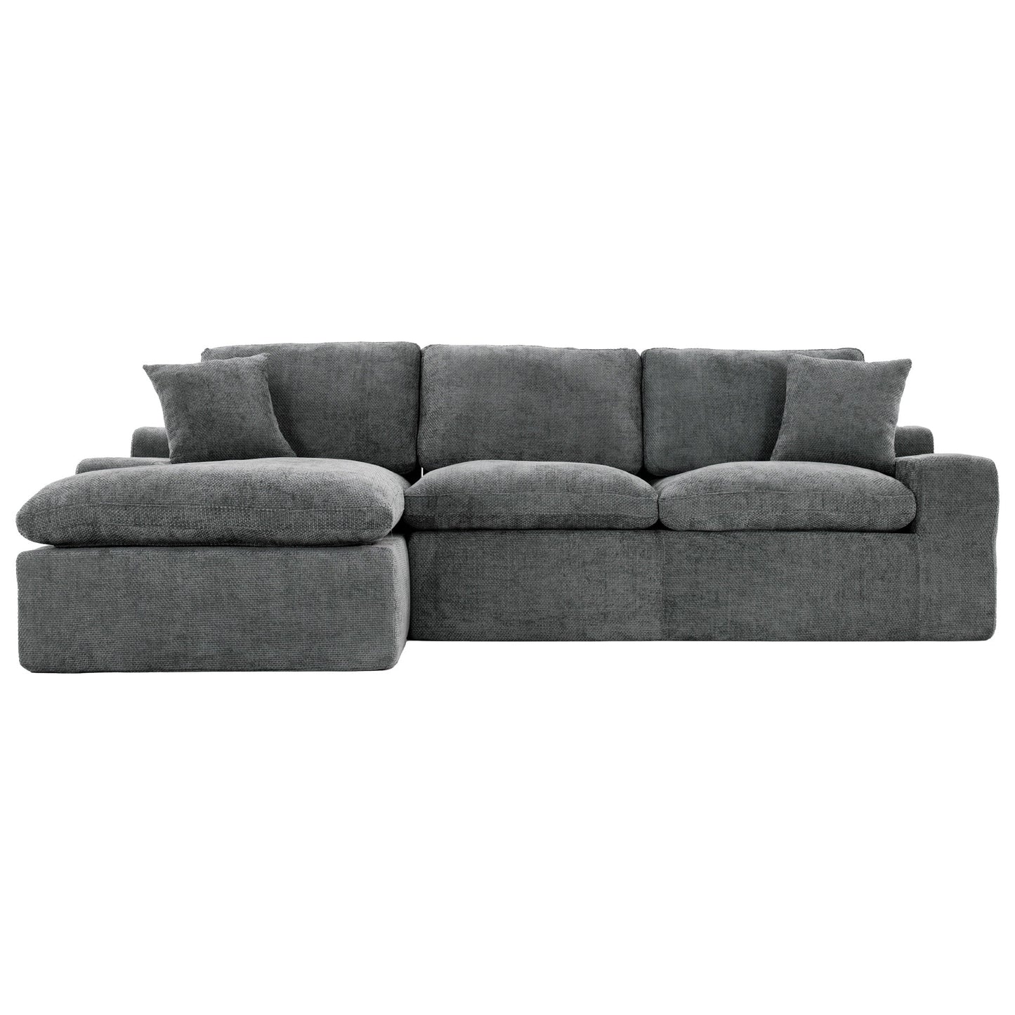 Canapé modulaire Cloud en chenille avec coussins double épaisseur, rangement latéral et oreillers assortis pour le salon
