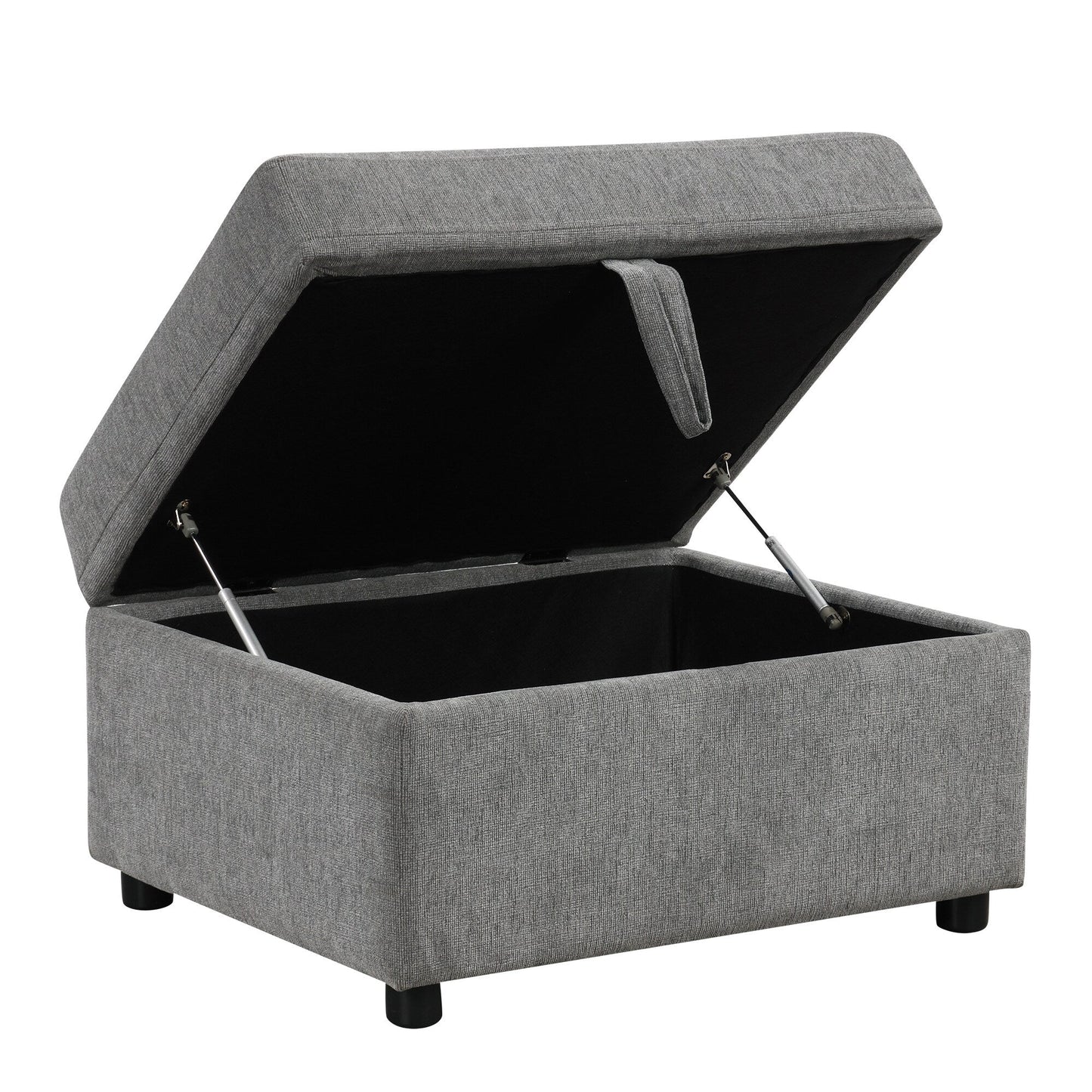 Canapé-lit gigogne modulaire en chenille avec pouf de rangement amovible et ports USB pour le salon