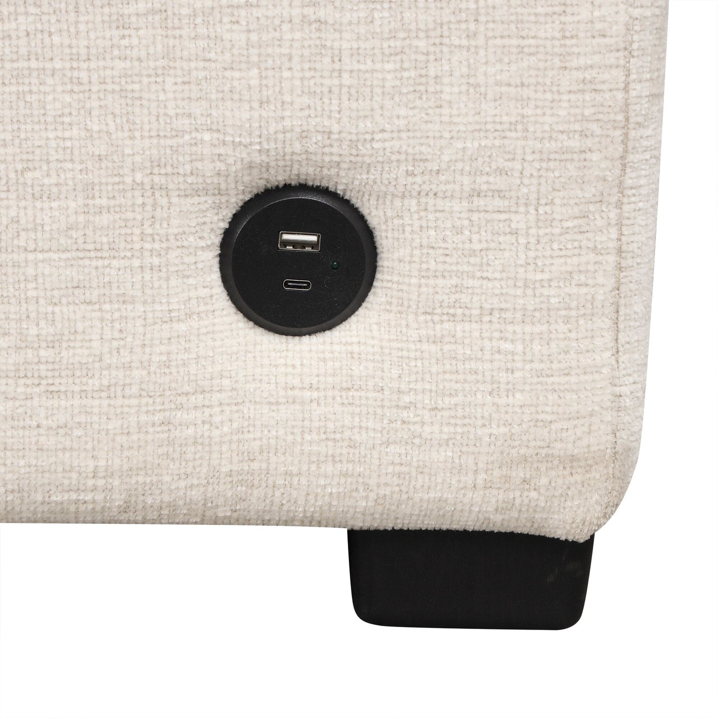 Canapé-lit gigogne modulaire en chenille avec pouf de rangement amovible et ports USB pour le salon