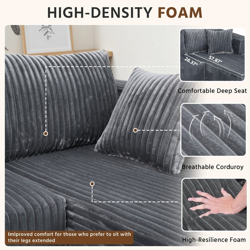 Canapé modulaire en peluche, entièrement en mousse sans ressorts, gain de place pour le salon