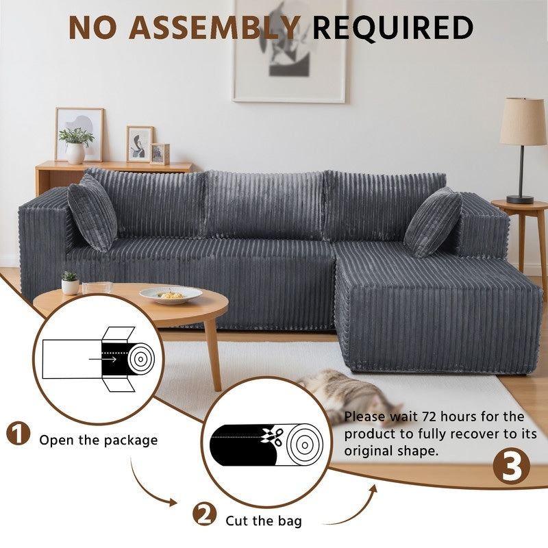 Canapé modulaire en peluche, entièrement en mousse sans ressorts, gain de place pour le salon