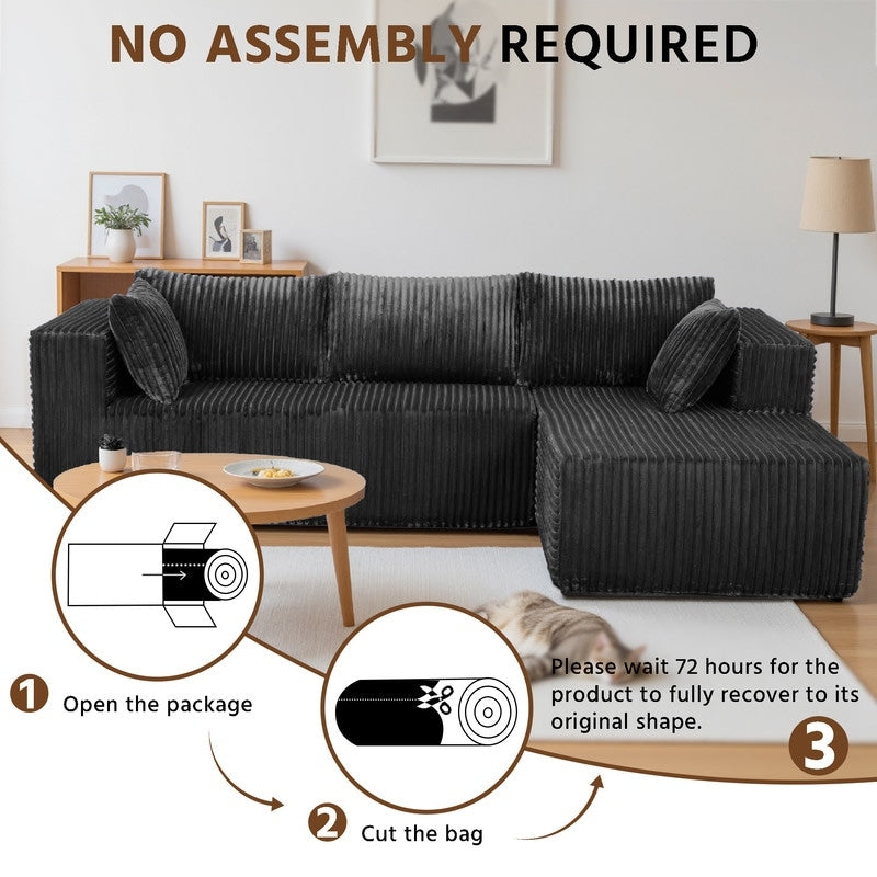 Canapé modulaire en peluche, entièrement en mousse sans ressorts, gain de place pour le salon