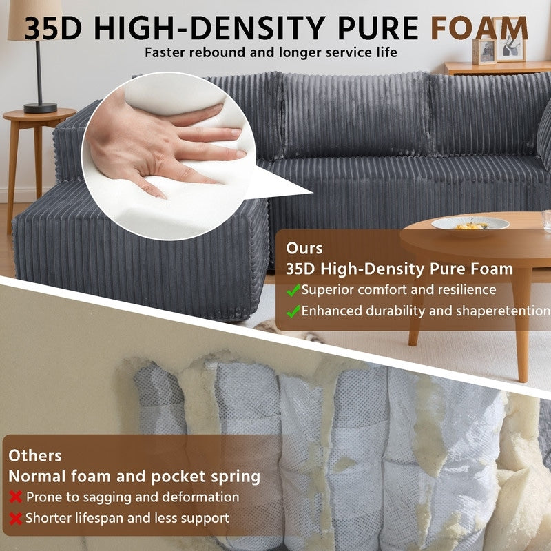 Canapé modulable en peluche, entièrement en mousse sans ressorts, gain de place pour le salon