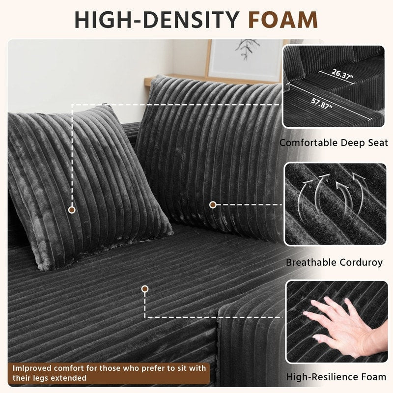Canapé modulable en peluche, entièrement en mousse sans ressorts, gain de place pour le salon