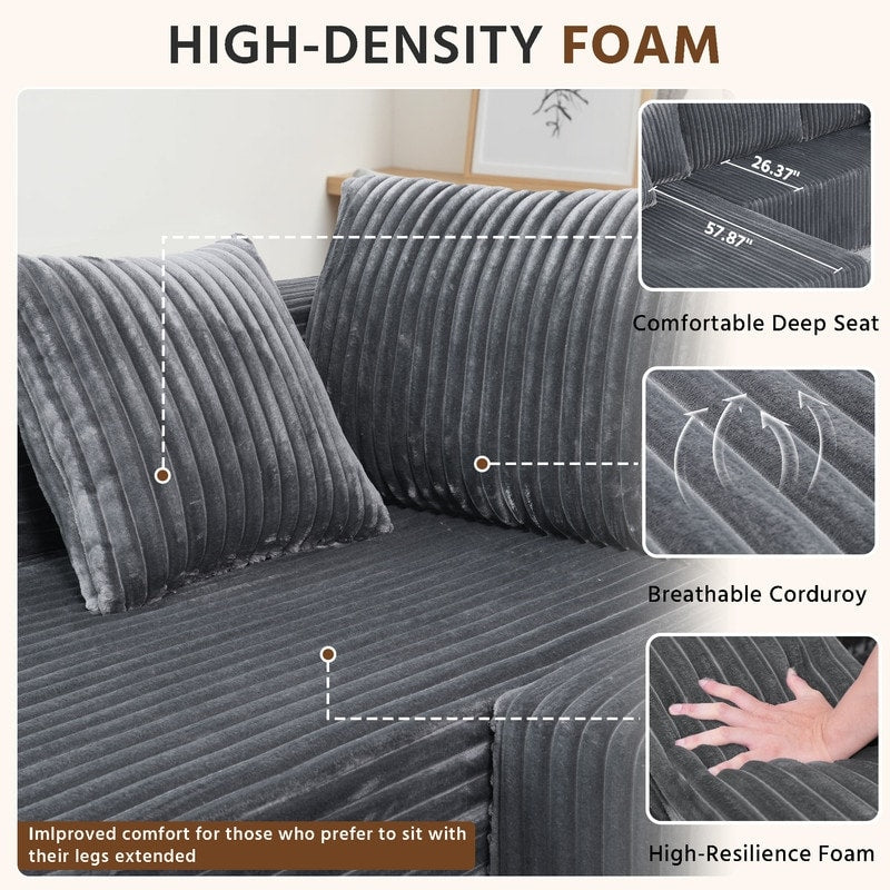Canapé modulable en peluche, entièrement en mousse sans ressorts, gain de place pour le salon