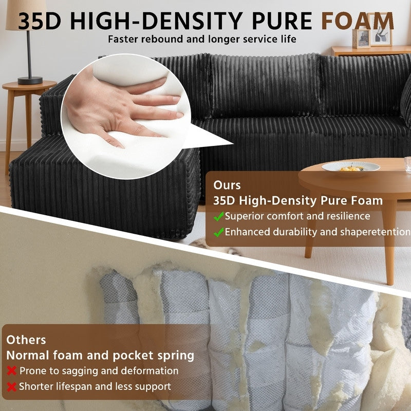 Canapé modulable en peluche, entièrement en mousse sans ressorts, gain de place pour le salon