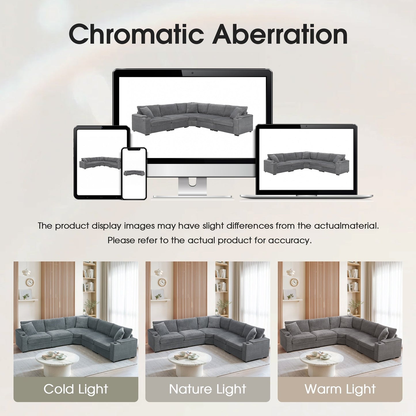 Canapé modulable en velours côtelé en forme de L avec rangement pour accoudoirs, ports USB et porte-gobelets pour salon d'appartement