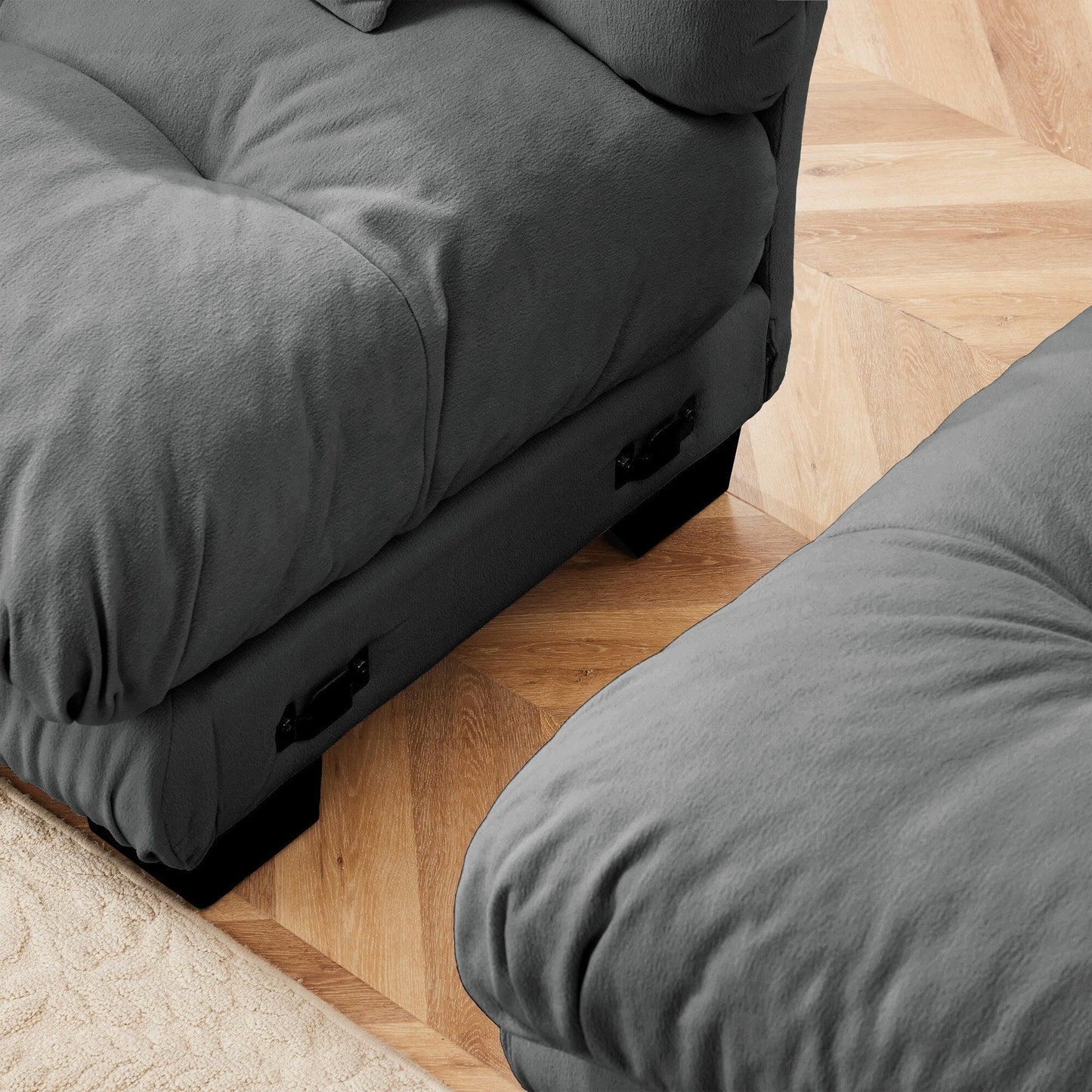 Canapé modulaire 4 places en forme de L, canapé Cloud à combinaison libre avec poufs convertibles pour le salon