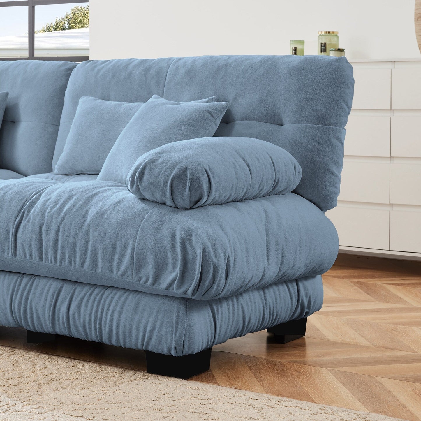 Canapé modulaire 4 places en forme de L, canapé Cloud à combinaison libre avec poufs convertibles pour le salon