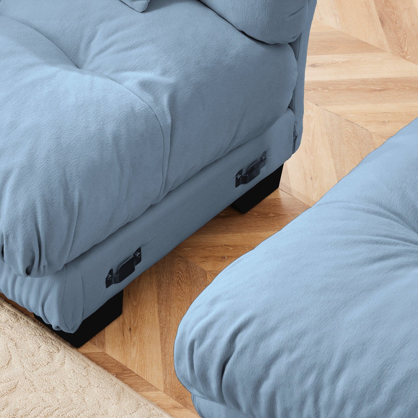 Canapé modulaire 4 places en forme de L, canapé Cloud à combinaison libre avec poufs convertibles pour le salon