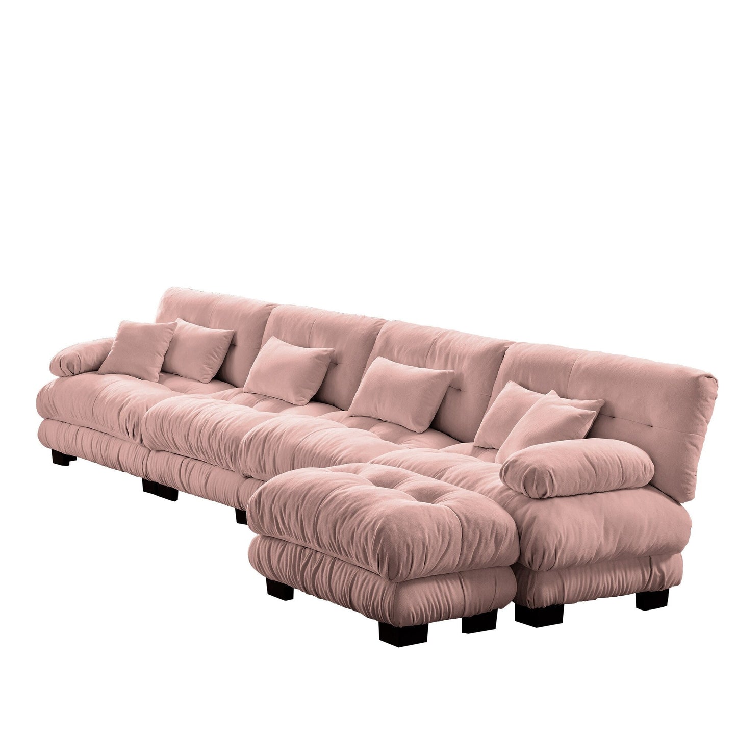 Canapé modulaire 4 places en forme de L, canapé Cloud à combinaison libre avec poufs convertibles pour le salon