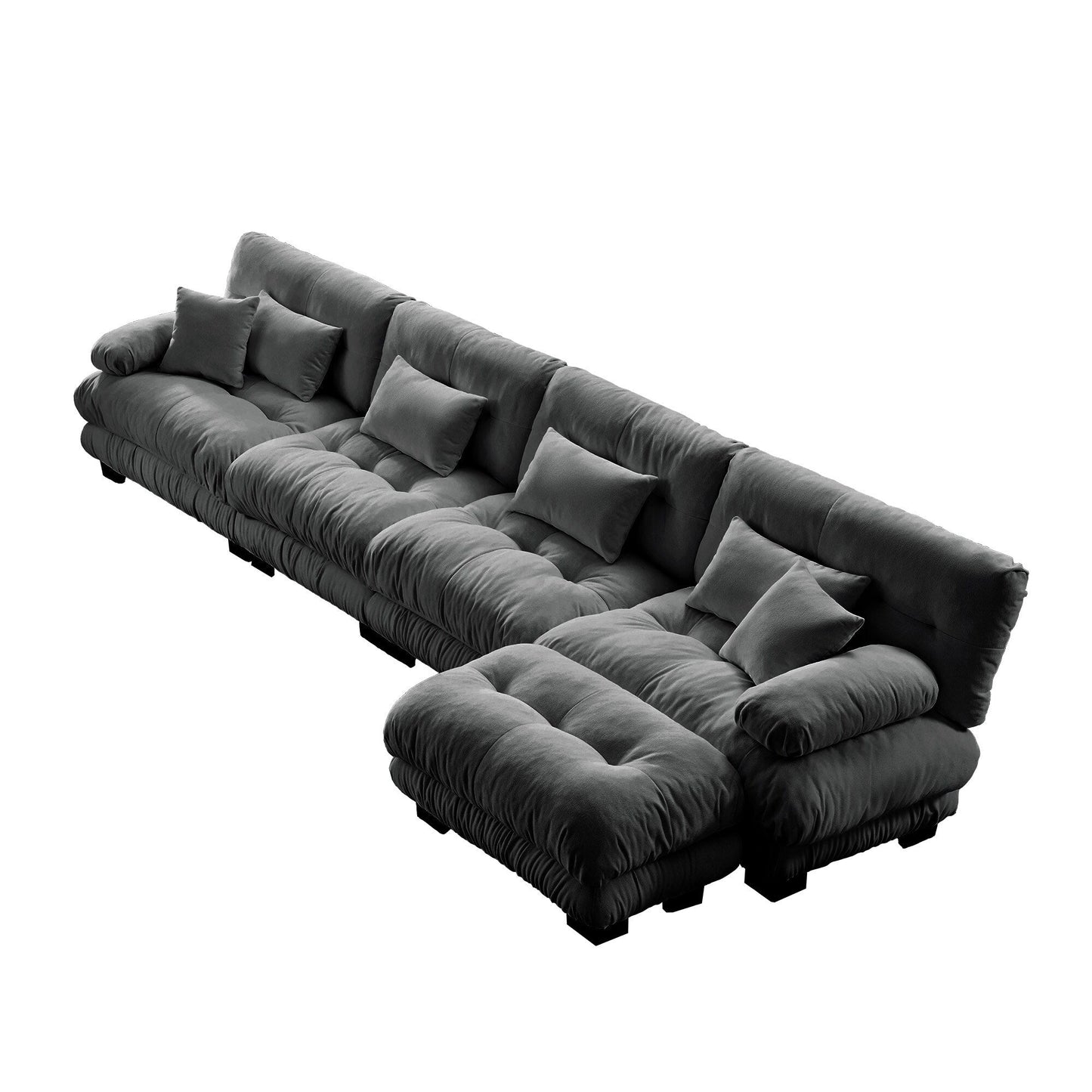 Canapé modulaire 4 places en forme de L, canapé Cloud à combinaison libre avec poufs convertibles pour le salon
