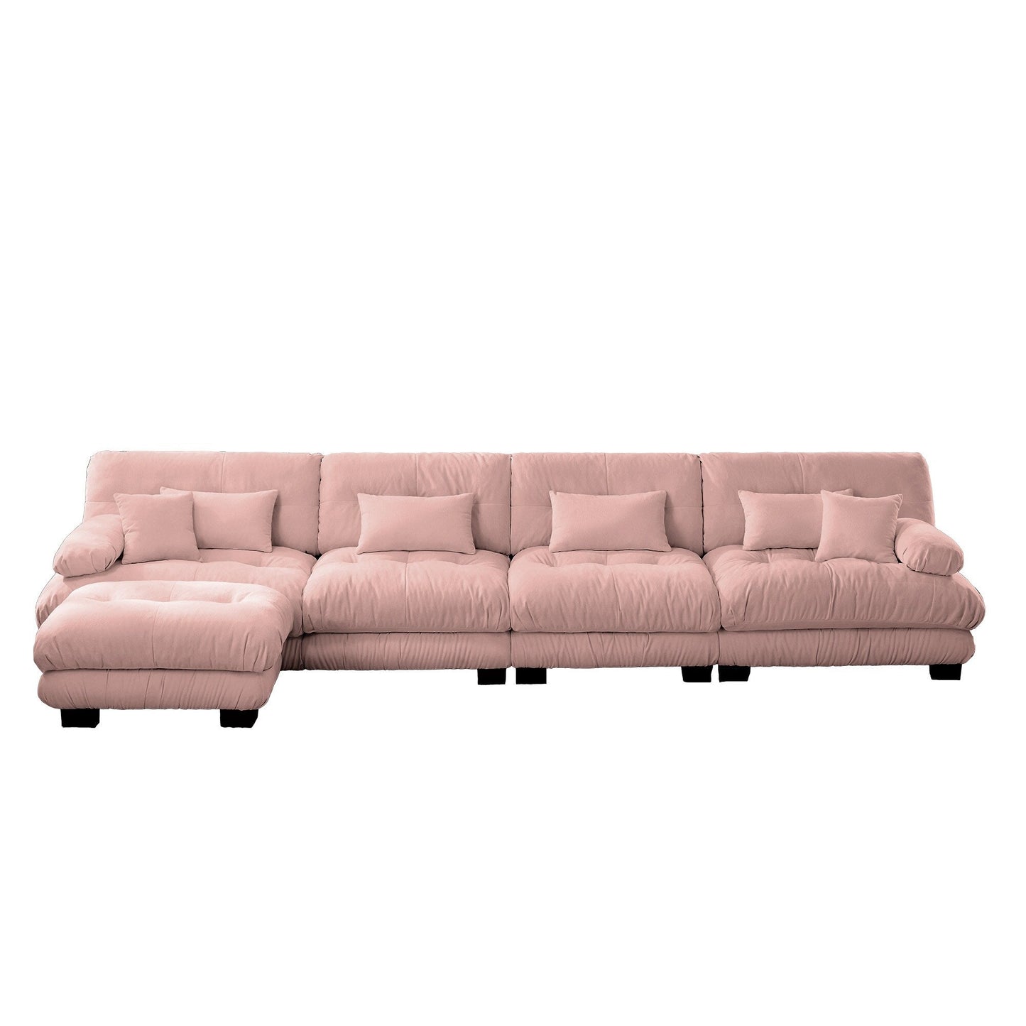 Canapé modulaire 4 places en forme de L, canapé Cloud à combinaison libre avec poufs convertibles pour le salon