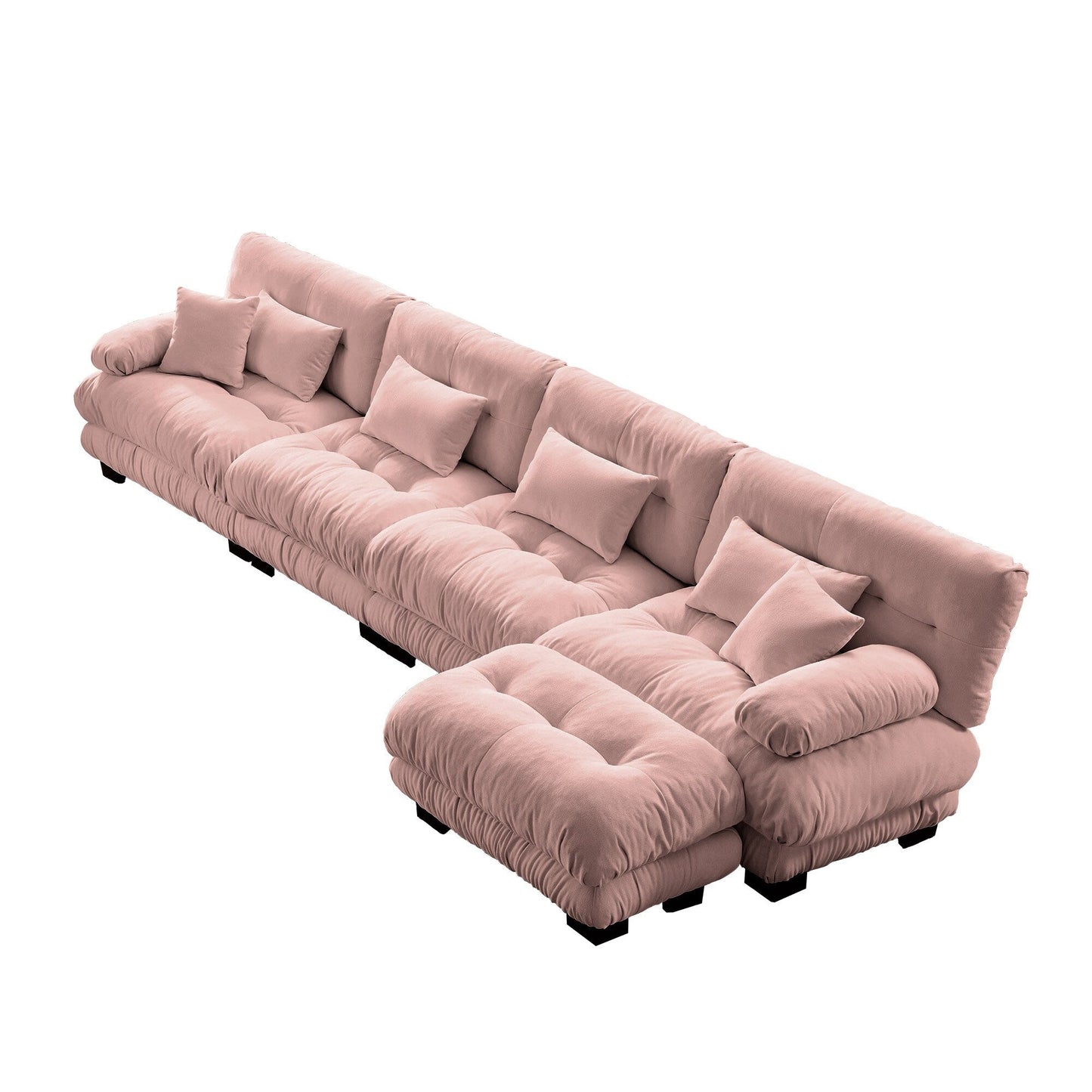 Canapé modulaire 4 places en forme de L, canapé Cloud à combinaison libre avec poufs convertibles pour le salon