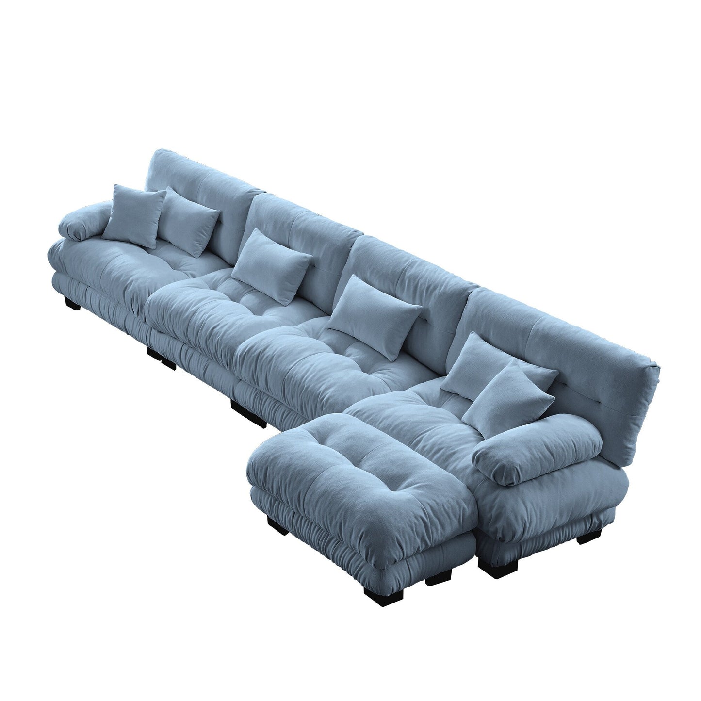 Canapé modulaire 4 places en forme de L, canapé Cloud à combinaison libre avec poufs convertibles pour le salon