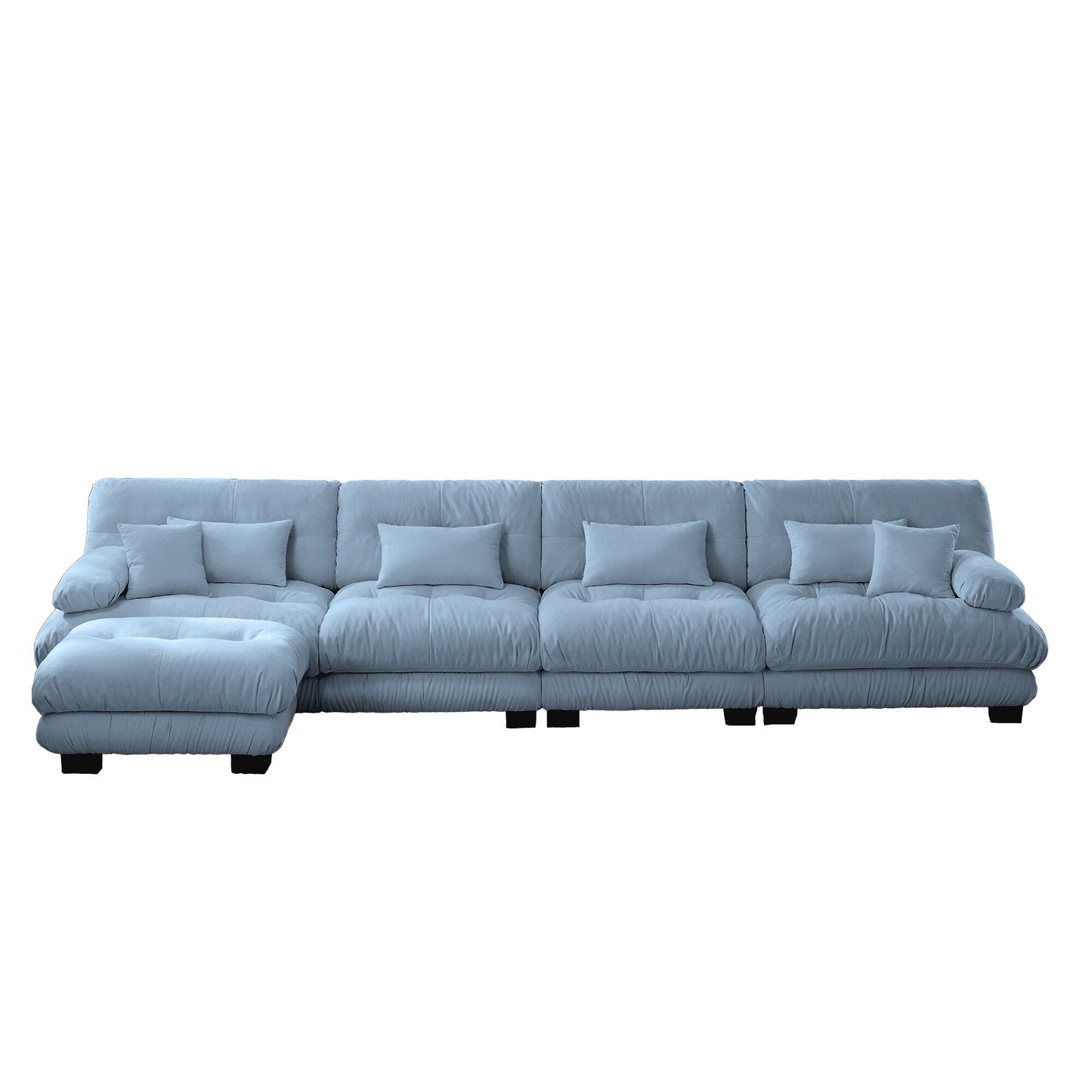 Canapé modulaire 4 places en forme de L, canapé Cloud à combinaison libre avec poufs convertibles pour le salon