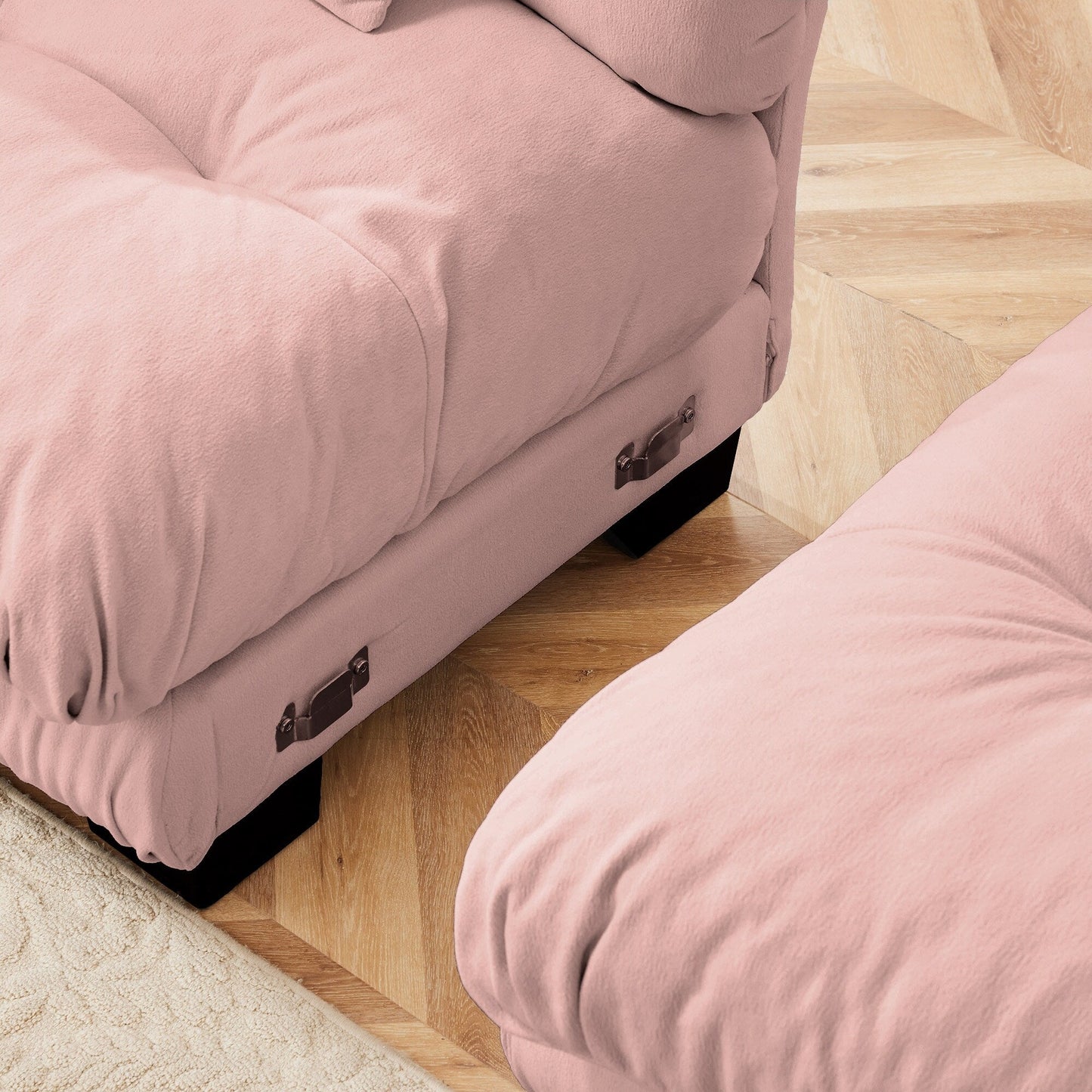 Canapé modulaire 4 places en forme de L, canapé Cloud à combinaison libre avec poufs convertibles pour le salon