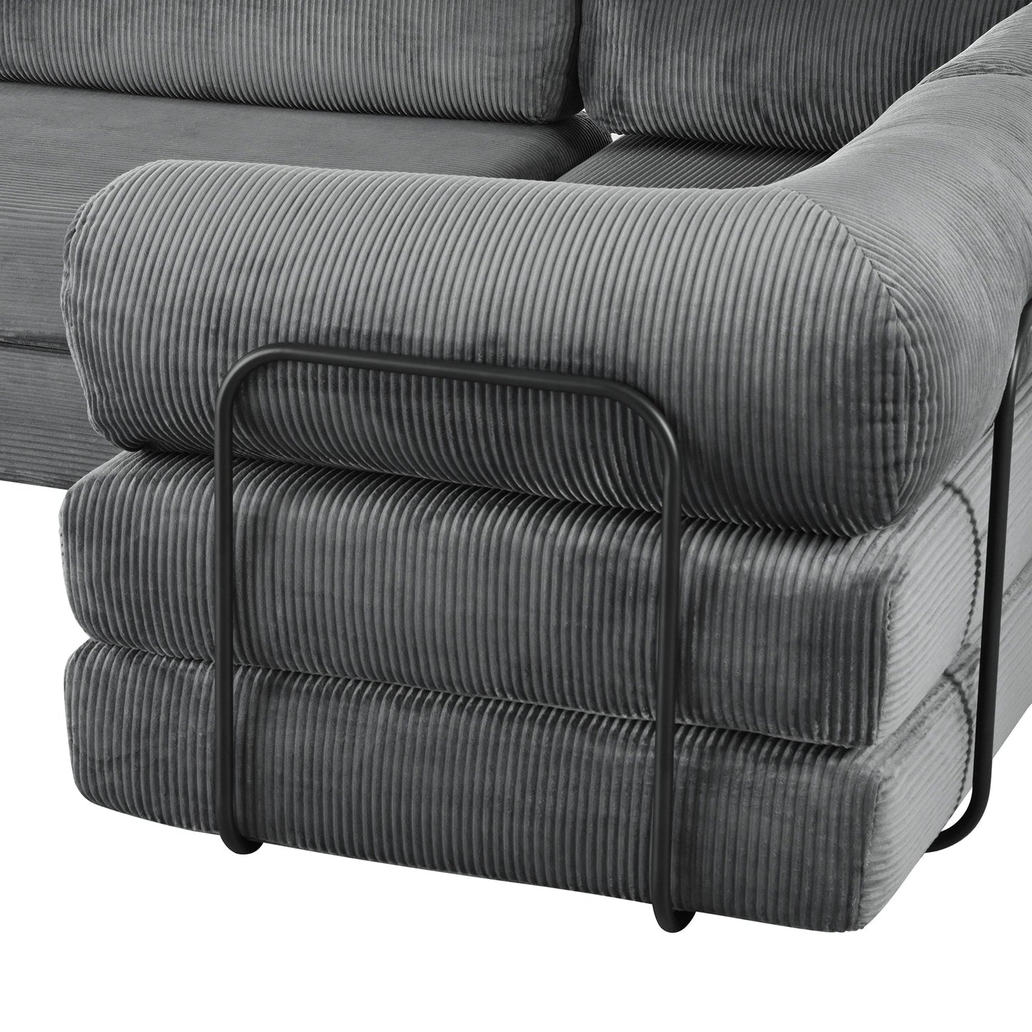 Canapé-lit modulaire en velours côtelé en forme de L, convertible, sectionnel, 4 places, avec coussins compensés, pour salon et appartement