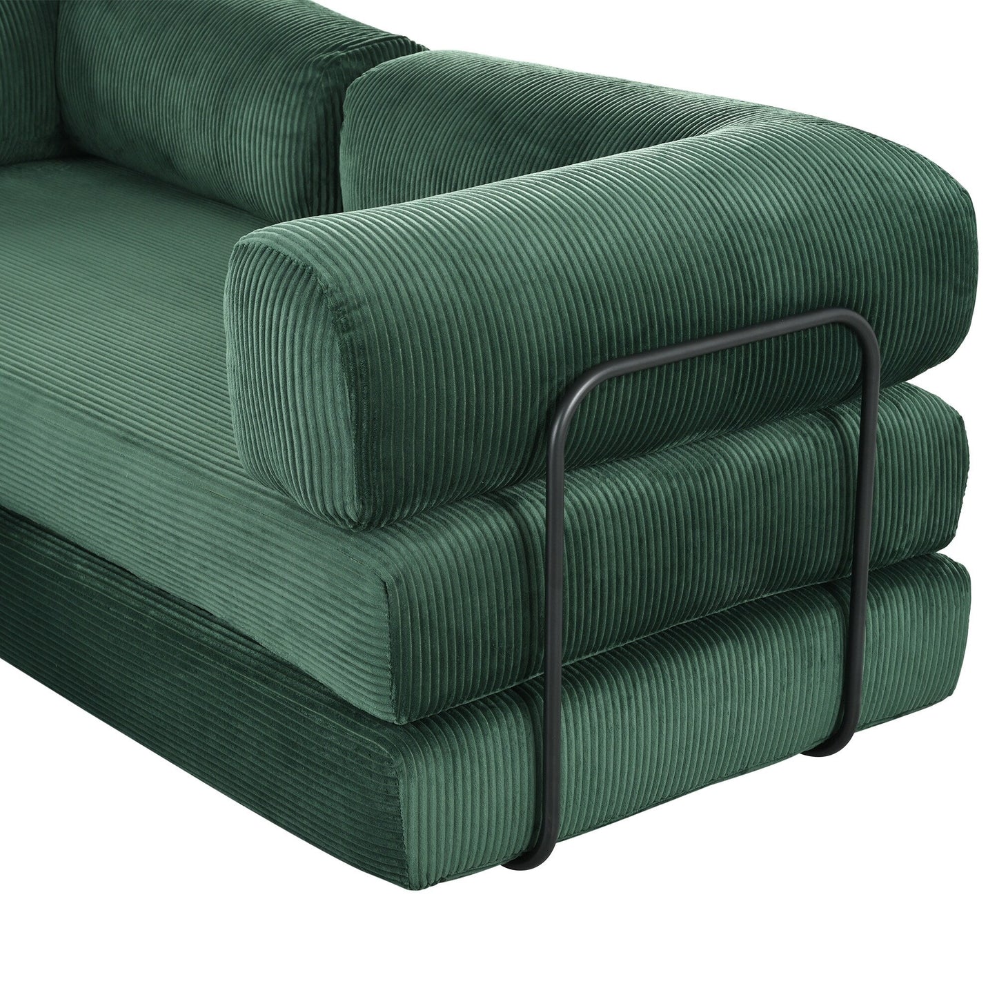 Canapé-lit modulaire en velours côtelé en forme de L, convertible, sectionnel, 4 places, avec coussins compensés, pour salon et appartement