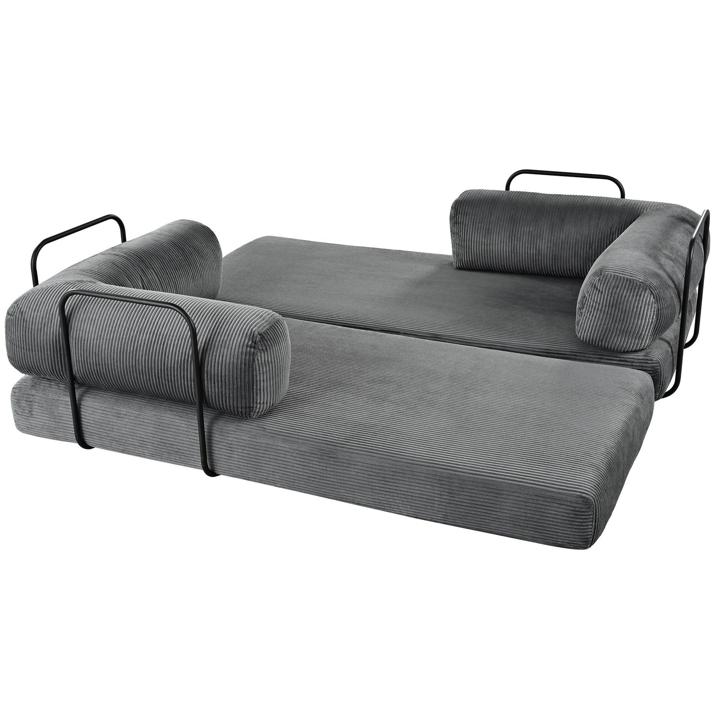 Canapé-lit modulaire en velours côtelé en forme de L, convertible, sectionnel, 4 places, avec coussins compensés, pour salon et appartement