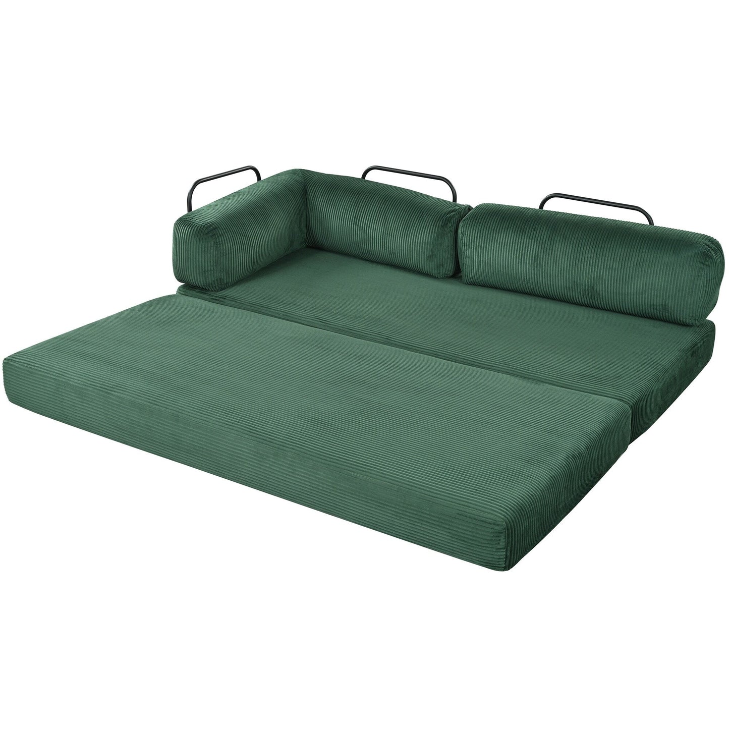 Canapé-lit modulaire en velours côtelé en forme de L, convertible, sectionnel, 4 places, avec coussins compensés, pour salon et appartement
