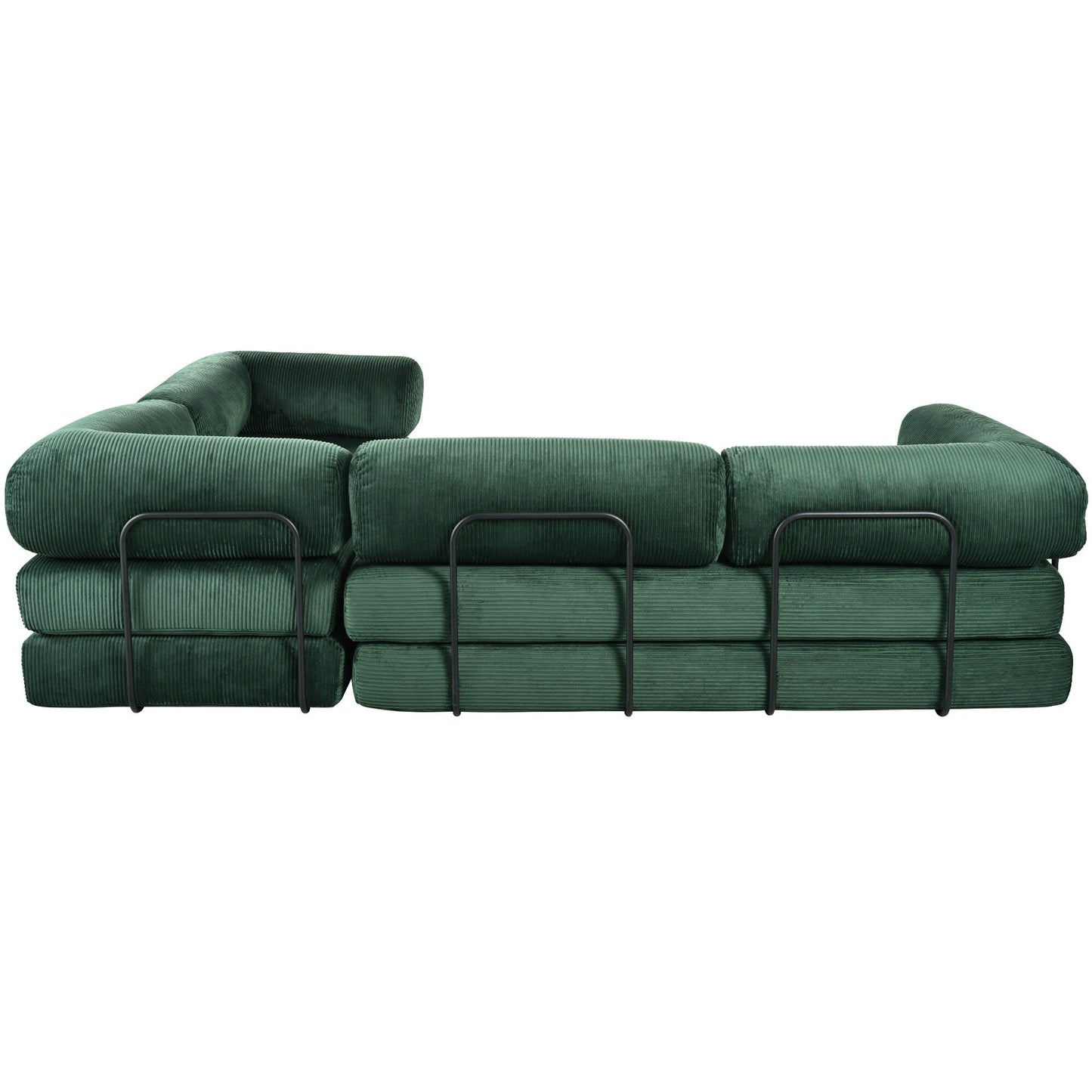 Canapé-lit modulaire en velours côtelé en forme de L, convertible, sectionnel, 4 places, avec coussins compensés, pour salon et appartement