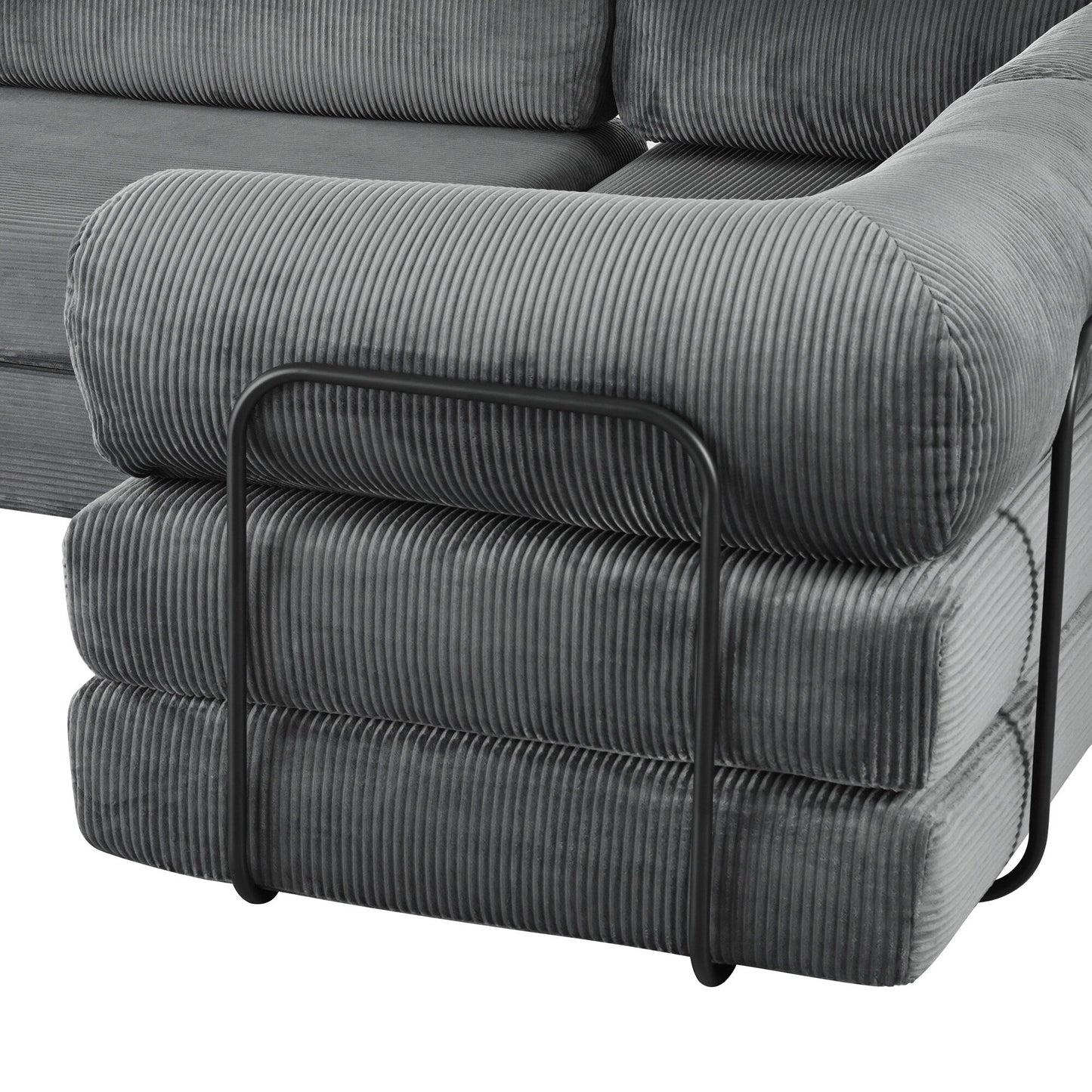 Canapé-lit modulaire en velours côtelé en forme de L, convertible, sectionnel, 4 places, avec coussins compensés, pour salon et appartement