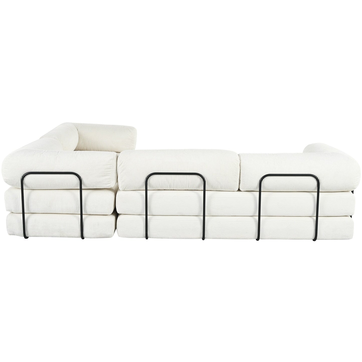 Canapé-lit modulaire en velours côtelé en forme de L, convertible, sectionnel, 4 places, avec coussins compensés, pour salon et appartement