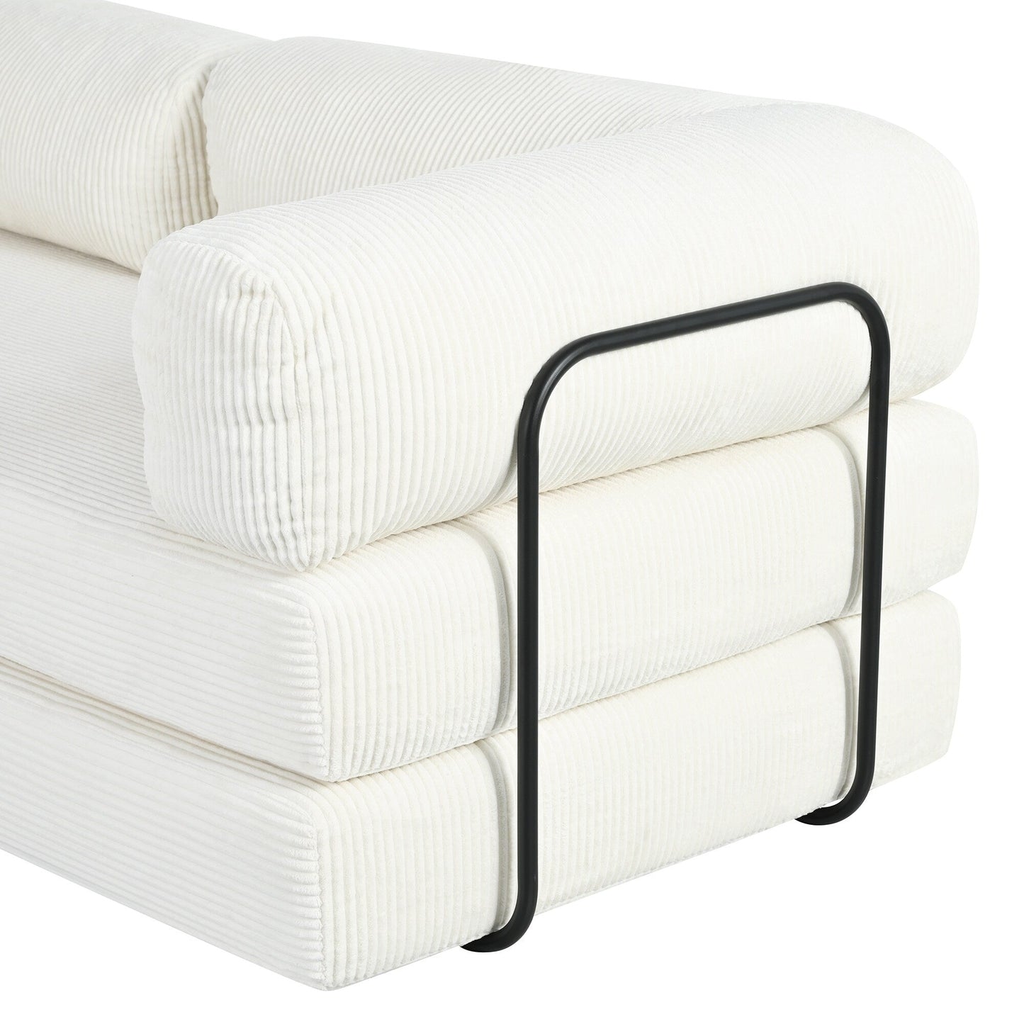 Canapé-lit modulaire en velours côtelé en forme de L, convertible, sectionnel, 4 places, avec coussins compensés, pour salon et appartement