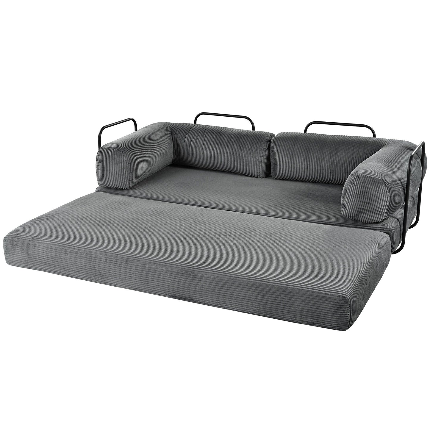 Canapé-lit modulaire en velours côtelé en forme de L, convertible, sectionnel, 4 places, avec coussins compensés, pour salon et appartement