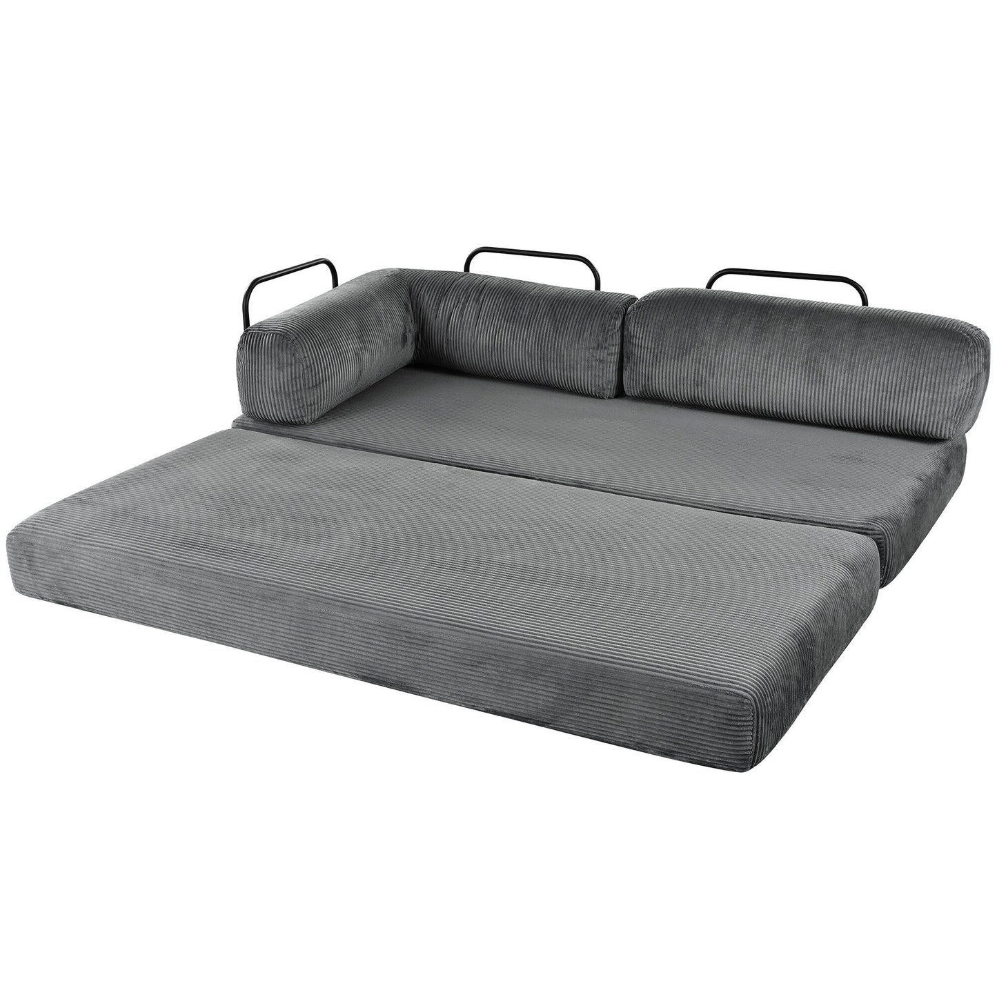 Canapé-lit modulaire en velours côtelé en forme de L, convertible, sectionnel, 4 places, avec coussins compensés, pour salon et appartement