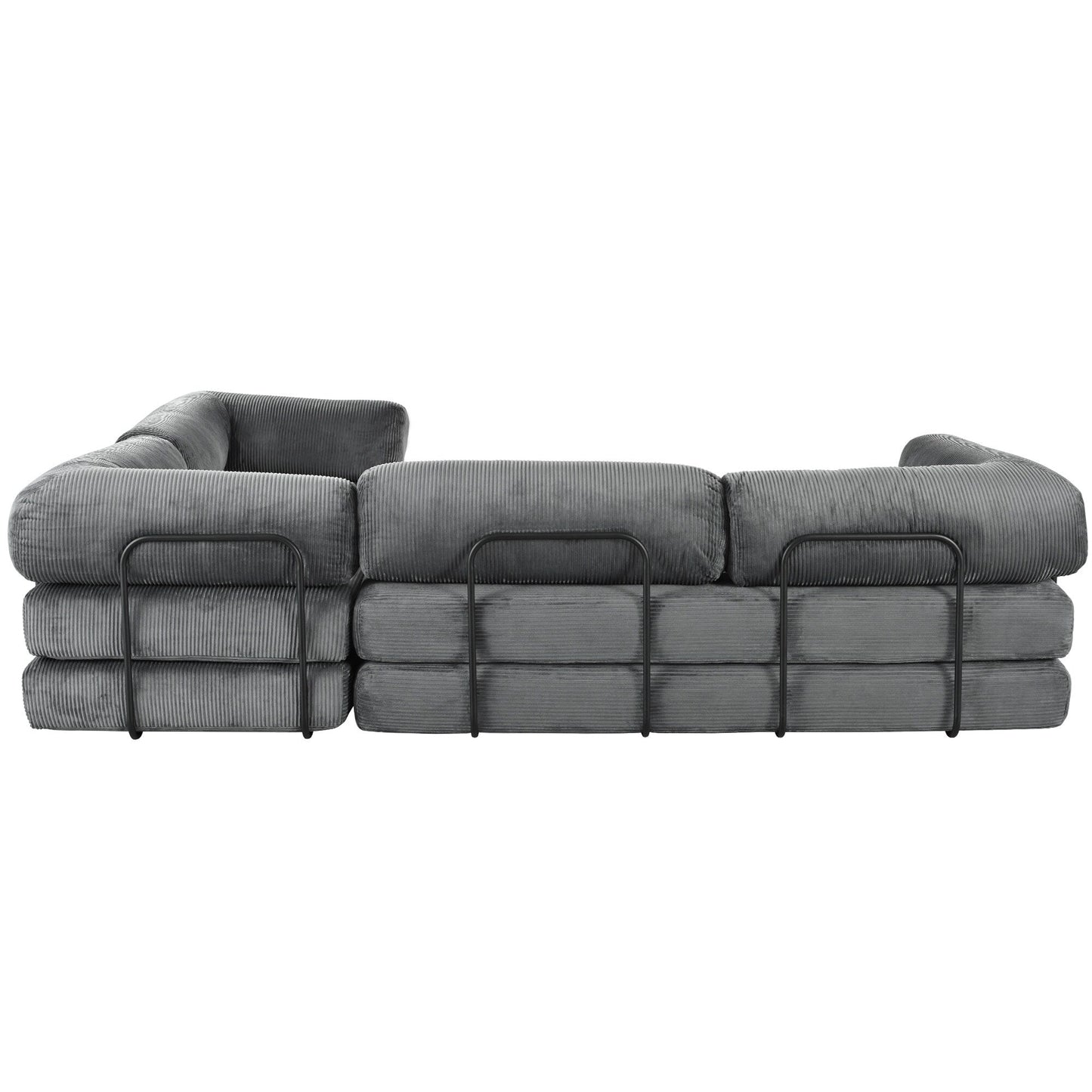 Canapé-lit modulaire en velours côtelé en forme de L, convertible, sectionnel, 4 places, avec coussins compensés, pour salon et appartement