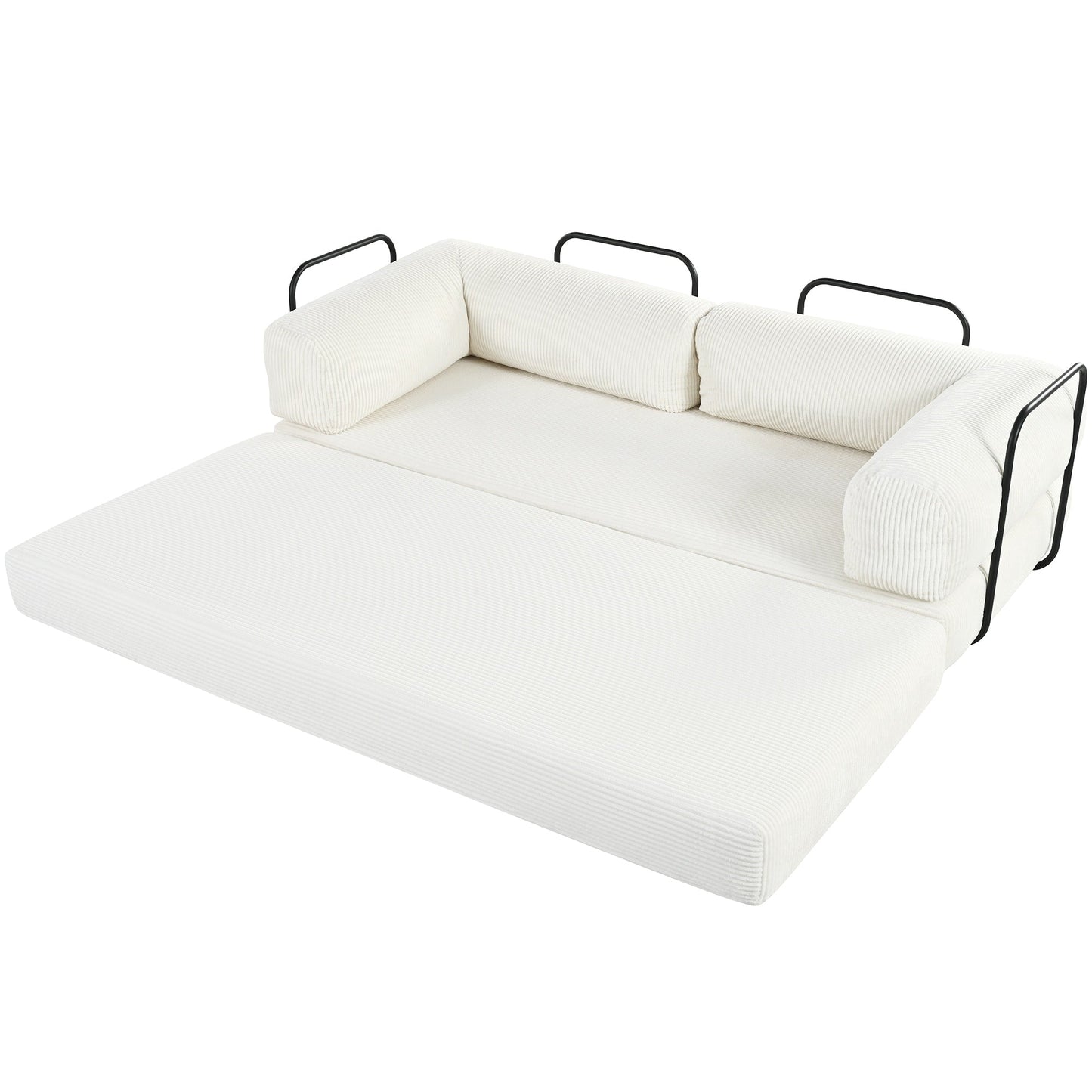 Canapé-lit modulaire en velours côtelé en forme de L, convertible, sectionnel, 4 places, avec coussins compensés, pour salon et appartement