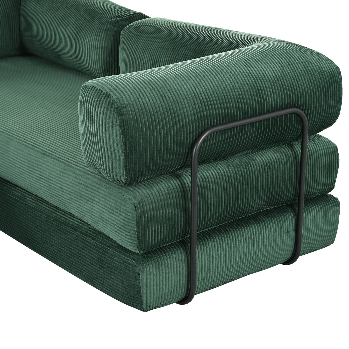 Canapé-lit modulaire en velours côtelé en forme de L, convertible, sectionnel, 4 places, avec coussins compensés, pour salon et appartement