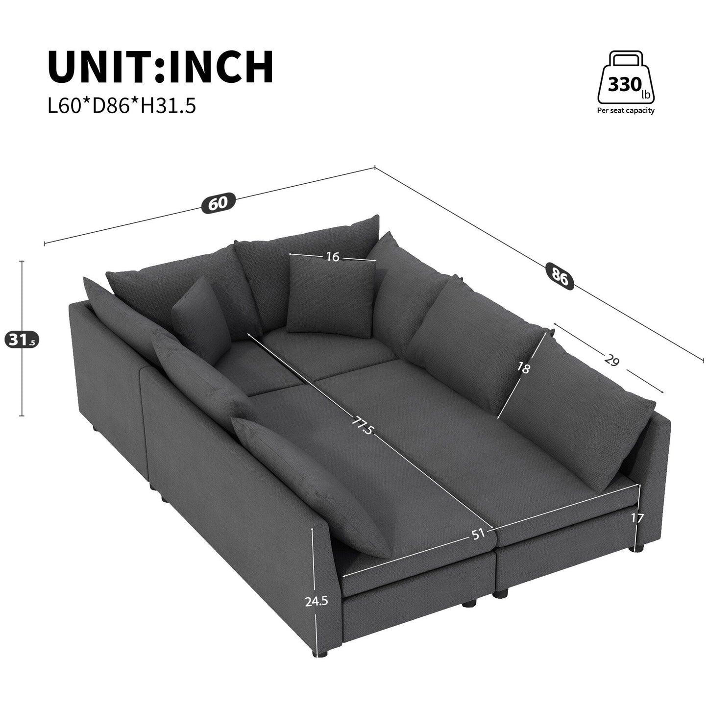 Canapé-lit sectionnel modulaire, ensemble de canapés en chenille avec oreillers, combinaison libre, canapé convertible