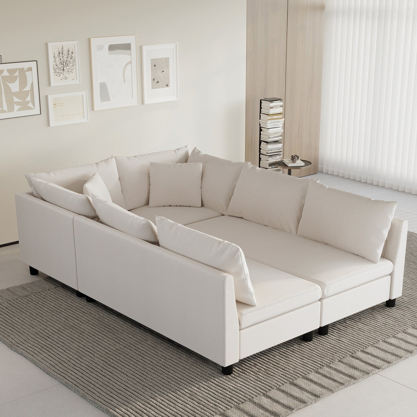 Canapé-lit sectionnel modulaire, ensemble de canapés en chenille avec oreillers, combinaison libre, canapé convertible