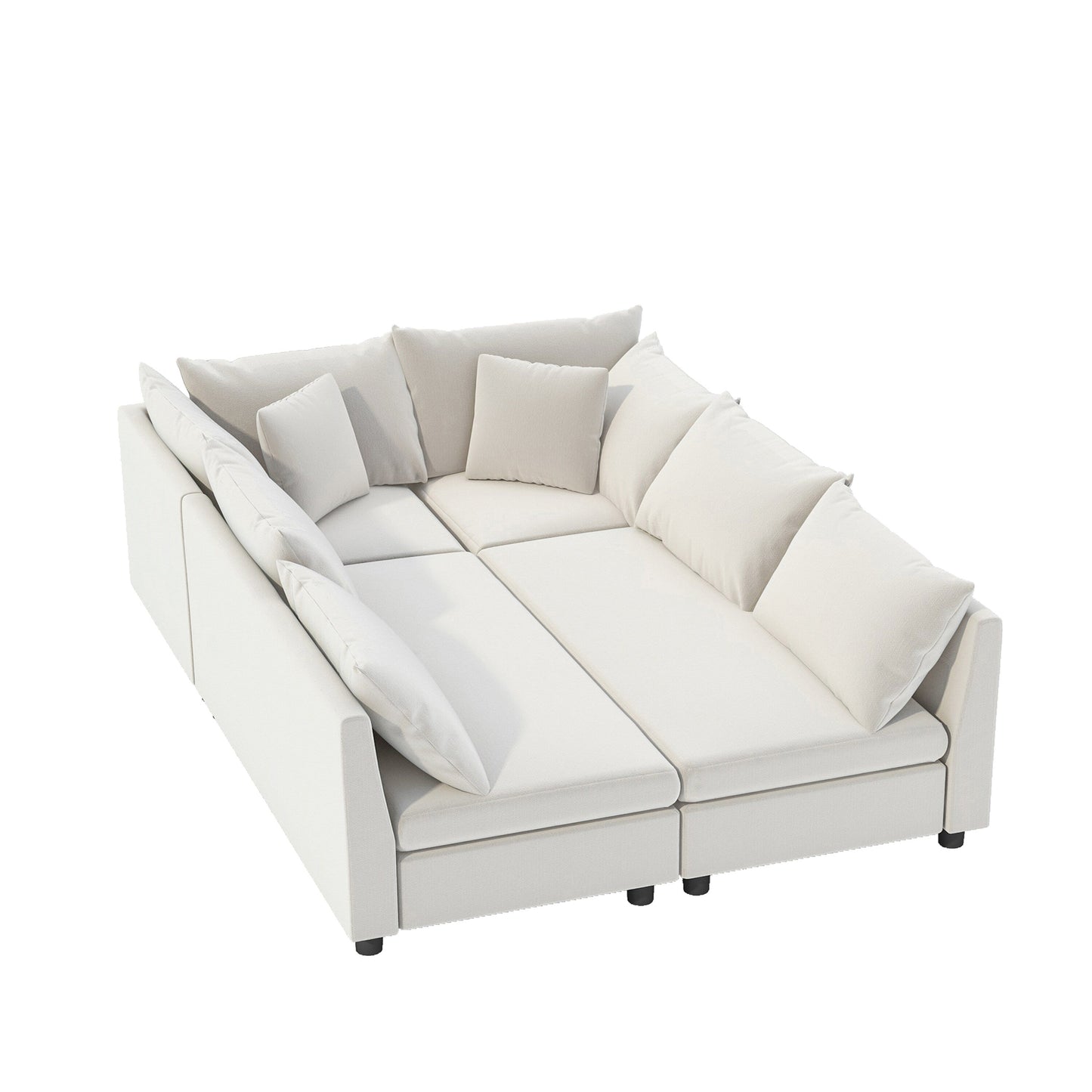 Canapé-lit sectionnel modulaire, ensemble de canapés en chenille avec oreillers, combinaison libre, canapé convertible