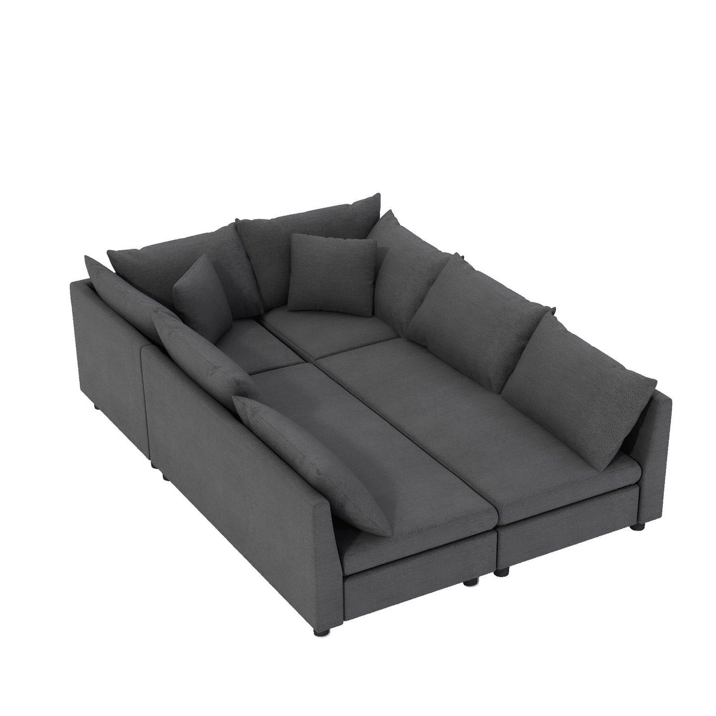 Canapé-lit sectionnel modulaire, ensemble de canapés en chenille avec oreillers, combinaison libre, canapé convertible
