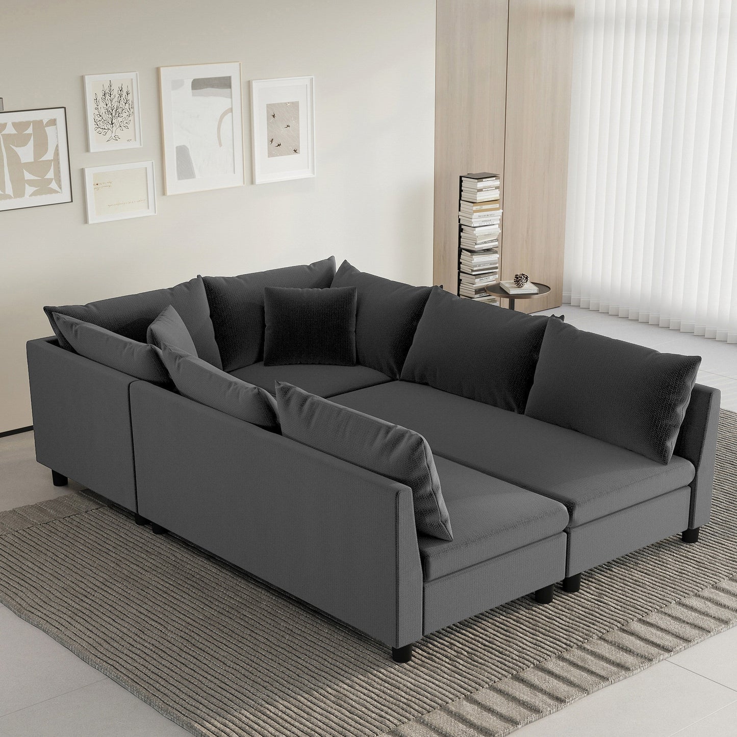 Canapé-lit sectionnel modulaire, ensemble de canapés en chenille avec oreillers, combinaison libre, canapé convertible