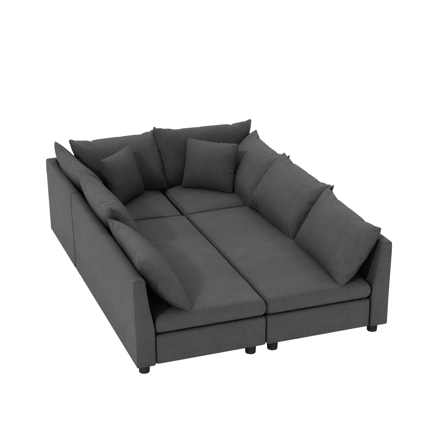 Canapé-lit sectionnel modulaire, ensemble de canapés en chenille avec oreillers, combinaison libre, canapé convertible