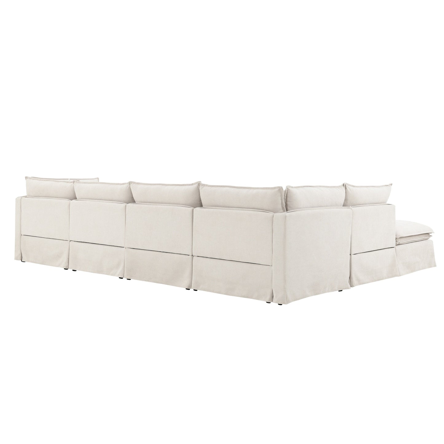 Canapé sectionnel modulaire avec pouf amovible, meuble d'intérieur rembourré en L, assise large, combinaison libre, canapé en chenille