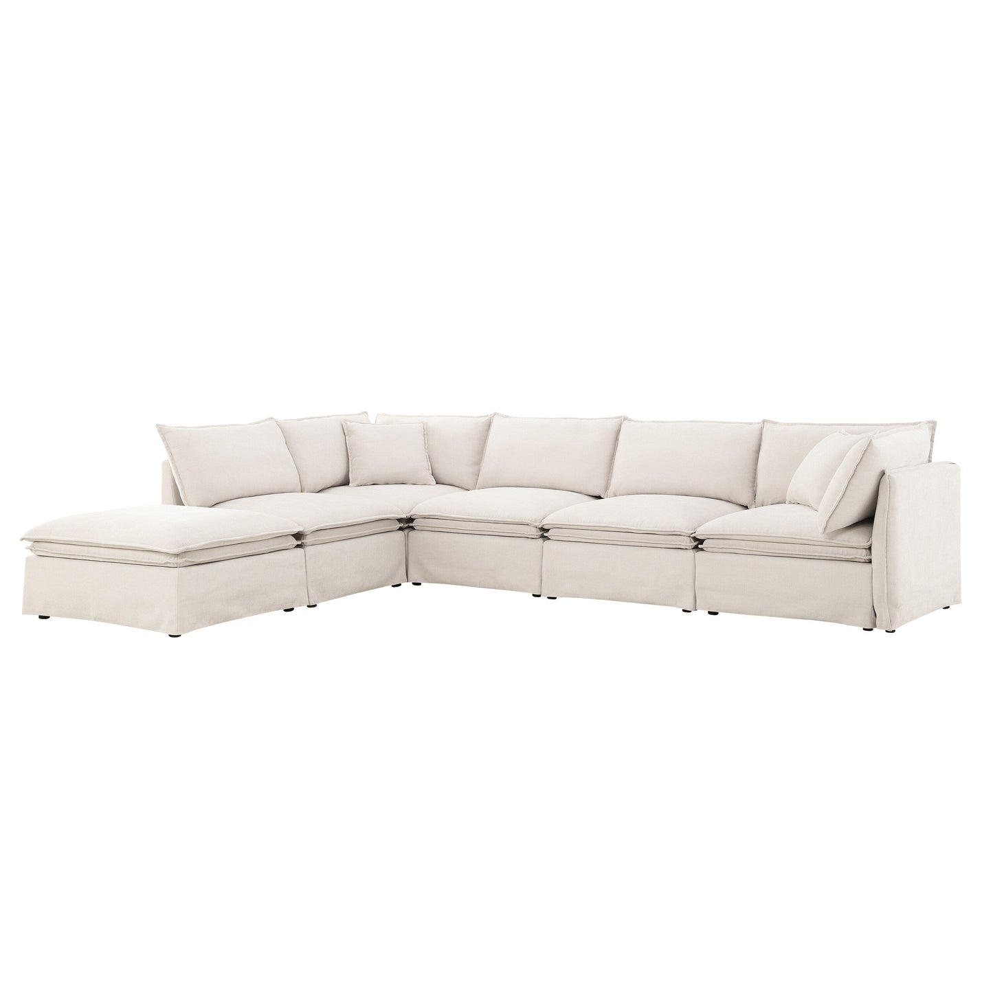 Canapé sectionnel modulaire avec pouf amovible, meuble d'intérieur rembourré en L, assise large, combinaison libre, canapé en chenille