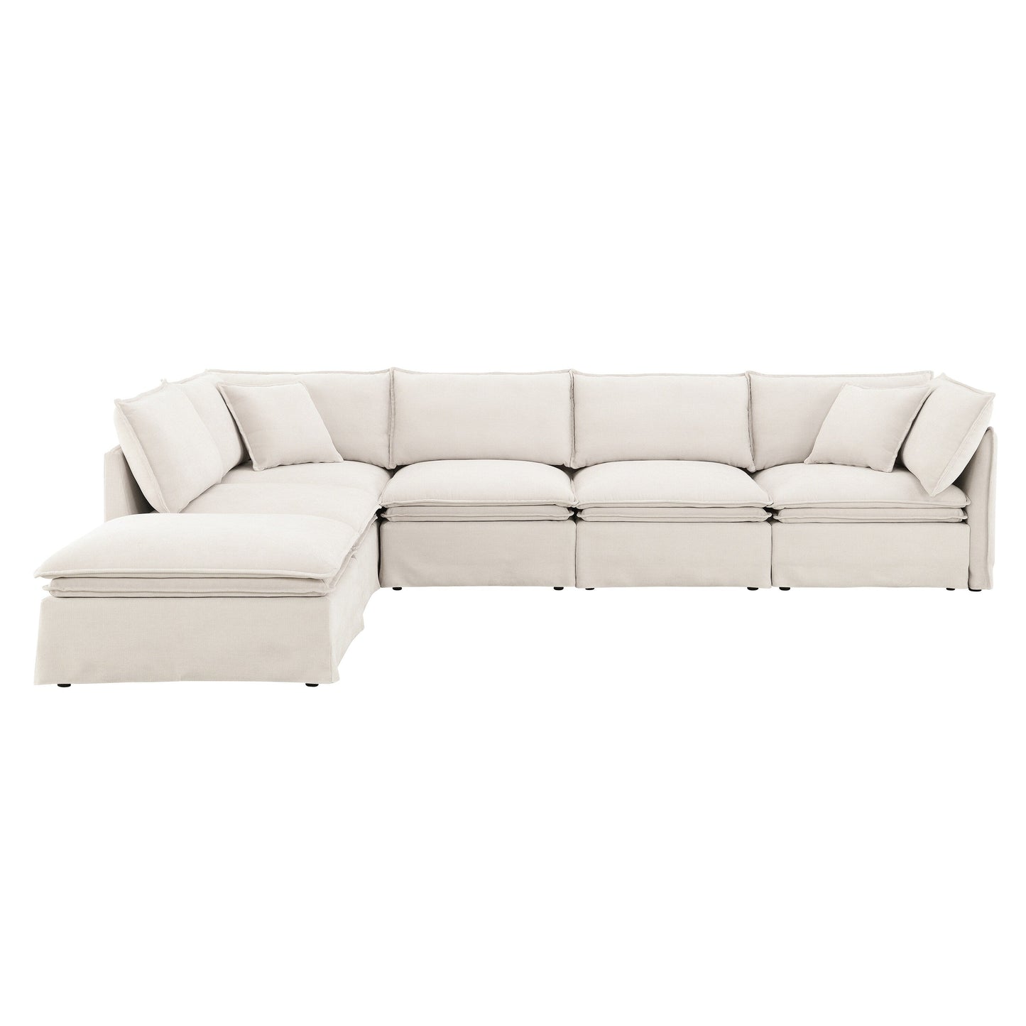 Canapé sectionnel modulaire avec pouf amovible, meuble d'intérieur rembourré en L, assise large, combinaison libre, canapé en chenille